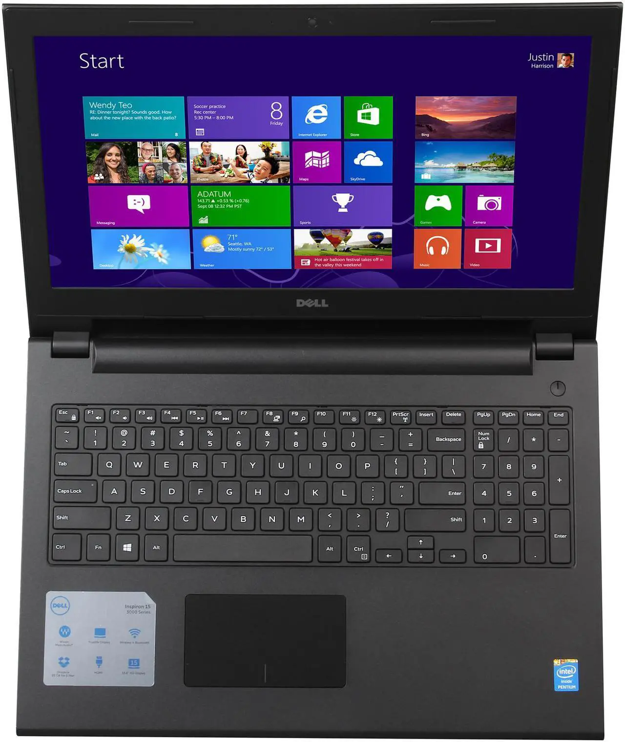 Alt view image 6 of 8 - DELL Laptop Inspiron 15 Intel Pentium 3558U 4GB Memory 500GB HDD Intel HD Graphics 15.6" Non-Touch Screen Windows 8.1 64-Bit i3542-1666BK