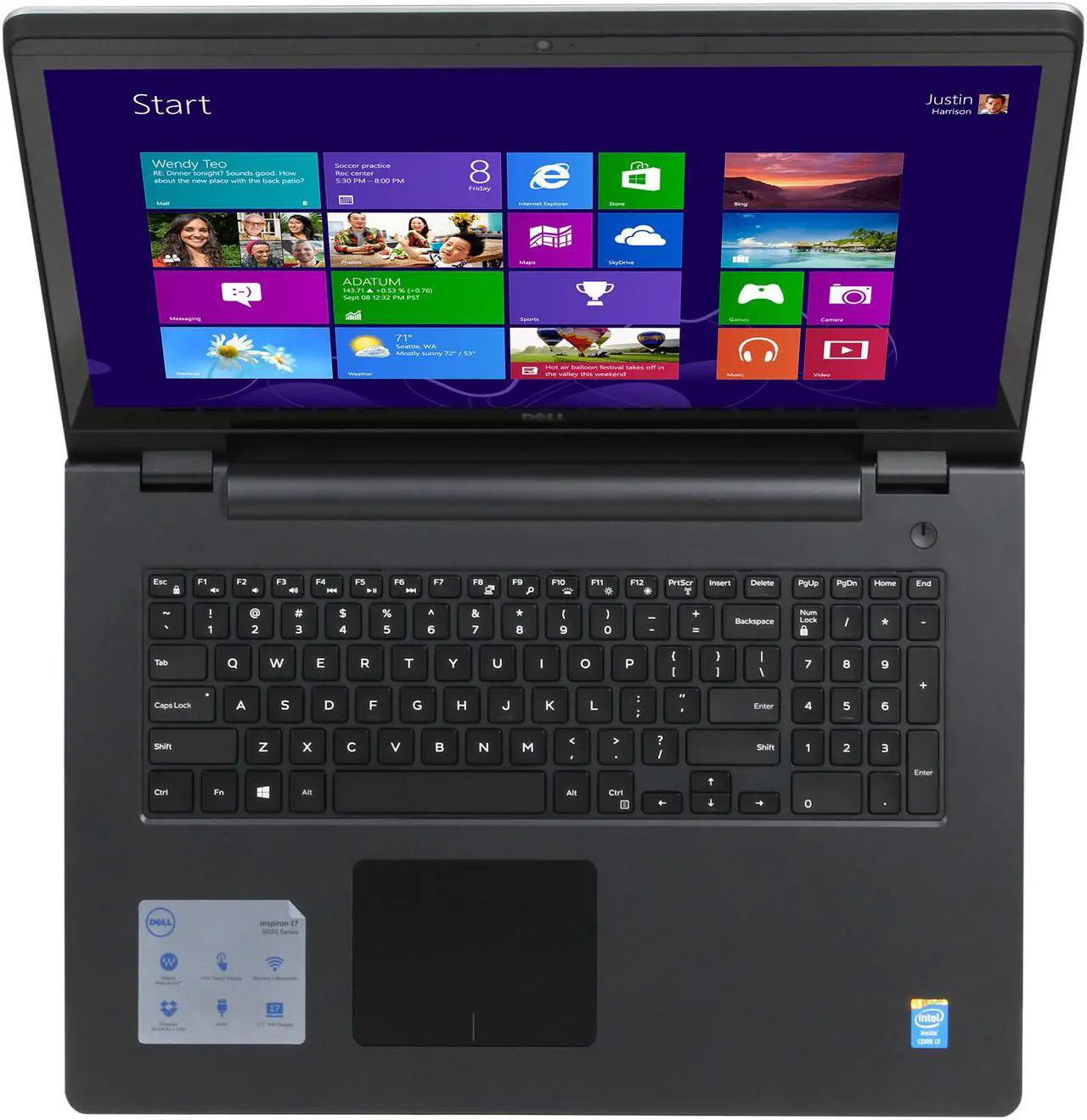 Alt view image 6 of 8 - DELL Laptop Inspiron 17 Intel Core i7-4510U 8GB Memory 1TB HDD Intel HD Graphics 4400 17.3" Touch Screen Windows 8.1 64-Bit i5748-8571sLV