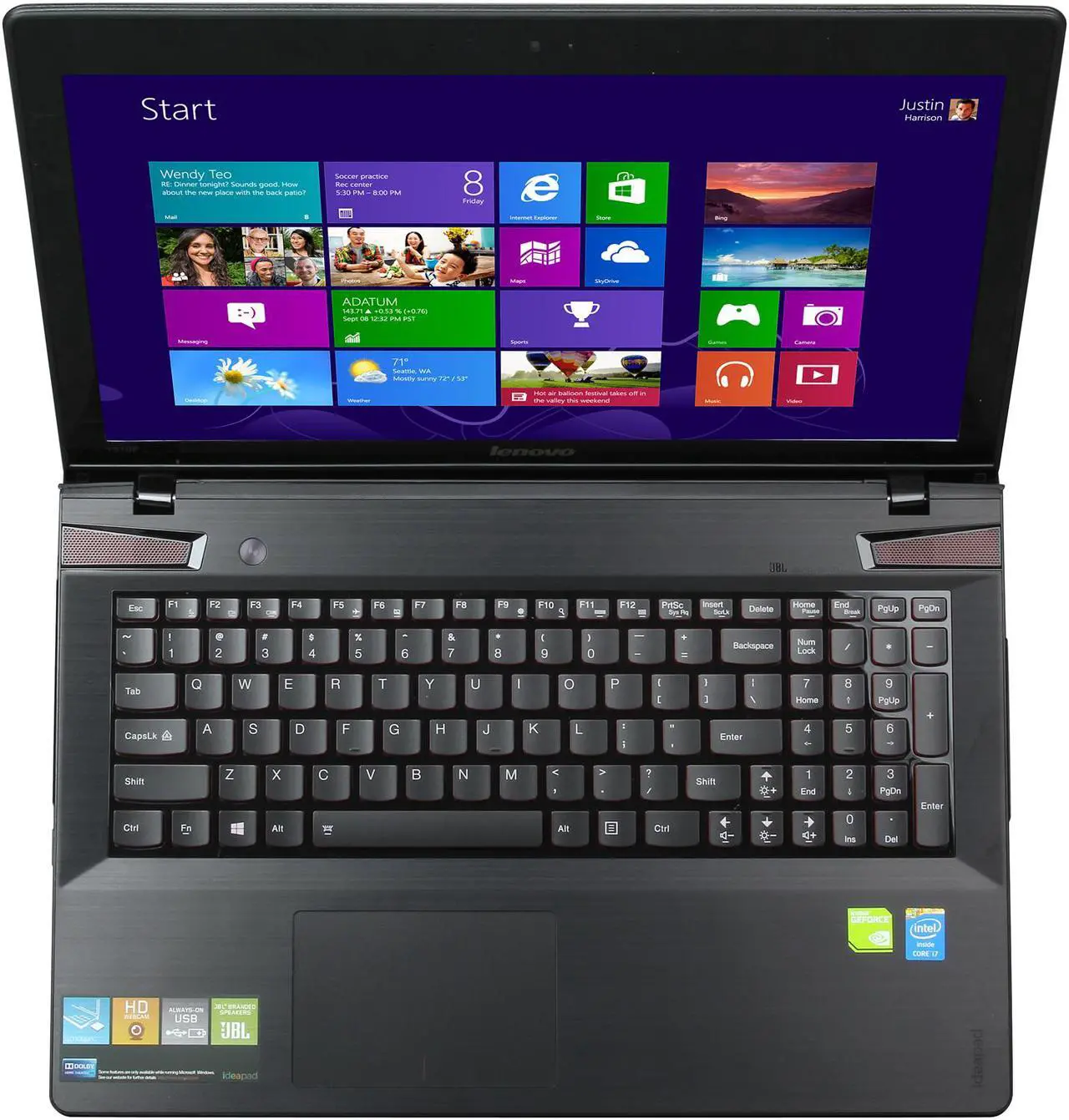 Alt view image 6 of 8 - Lenovo IdeaPad Y510p (59388313) Intel Core i7 4700MQ(2.40GHz) 8GB Memory 1TB + 8GB SSHD Hybrid Drive 15.6" Notebook Windows 8