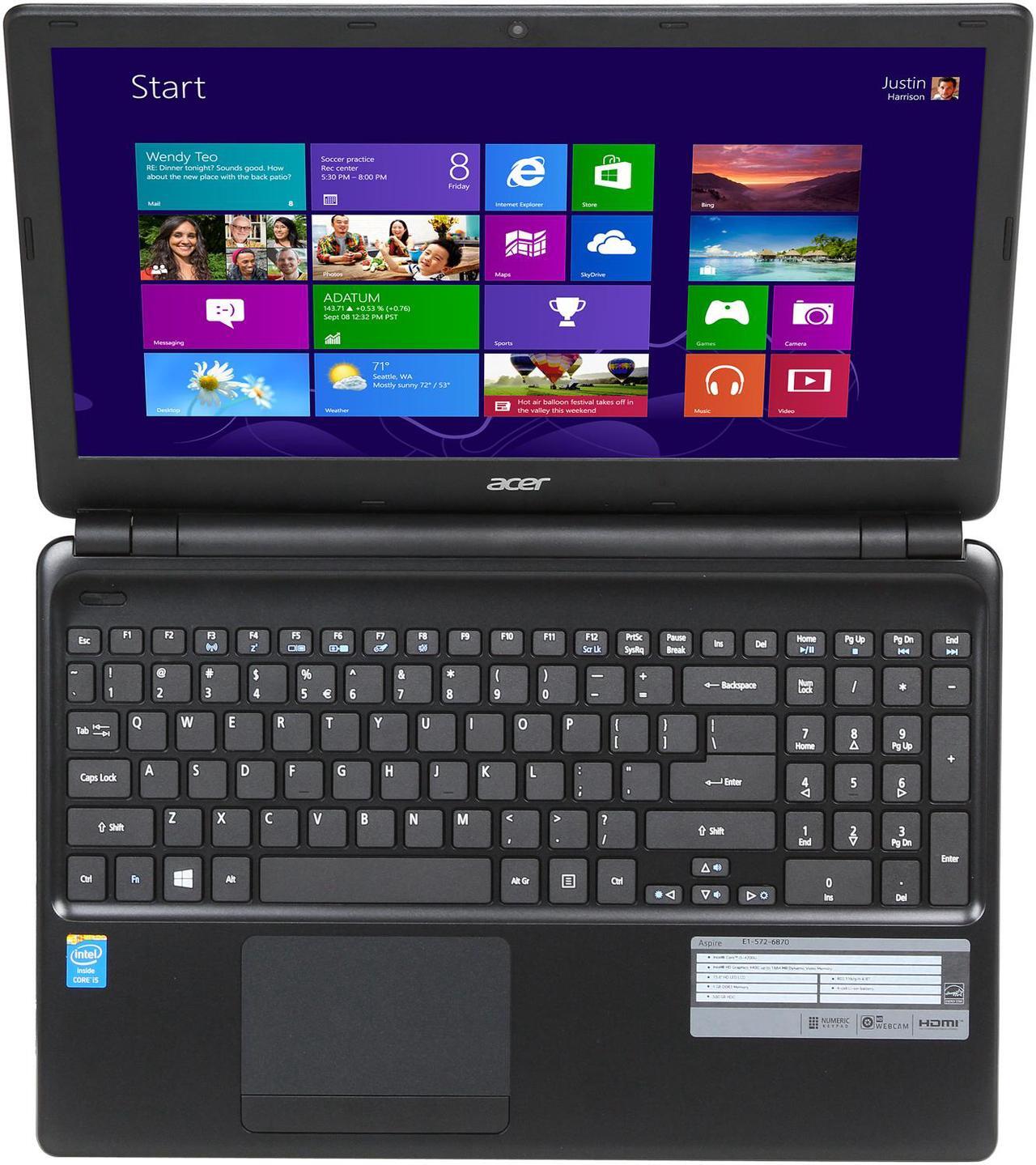 Alt view image 6 of 8 - Acer Laptop Aspire Intel Core i5-4200U 4GB Memory 500GB HDD Intel HD Graphics 4400 15.6" Windows 8 E1-572-6870