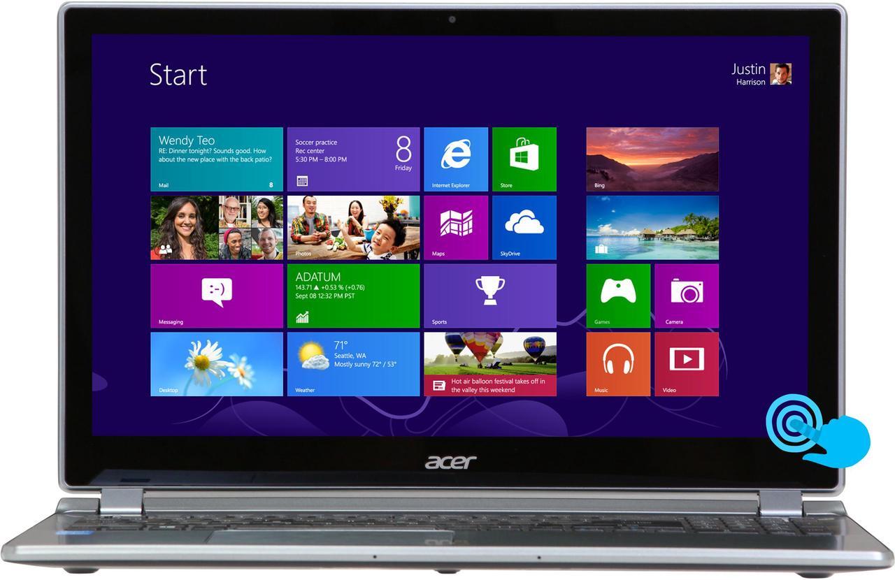 Main image of Acer Aspire V7 Intel Core i5 8GB 500GB HDD+20GB SSD 15.6" Touchscreen Ultrabook Cold Steel (V7-582P-6673)