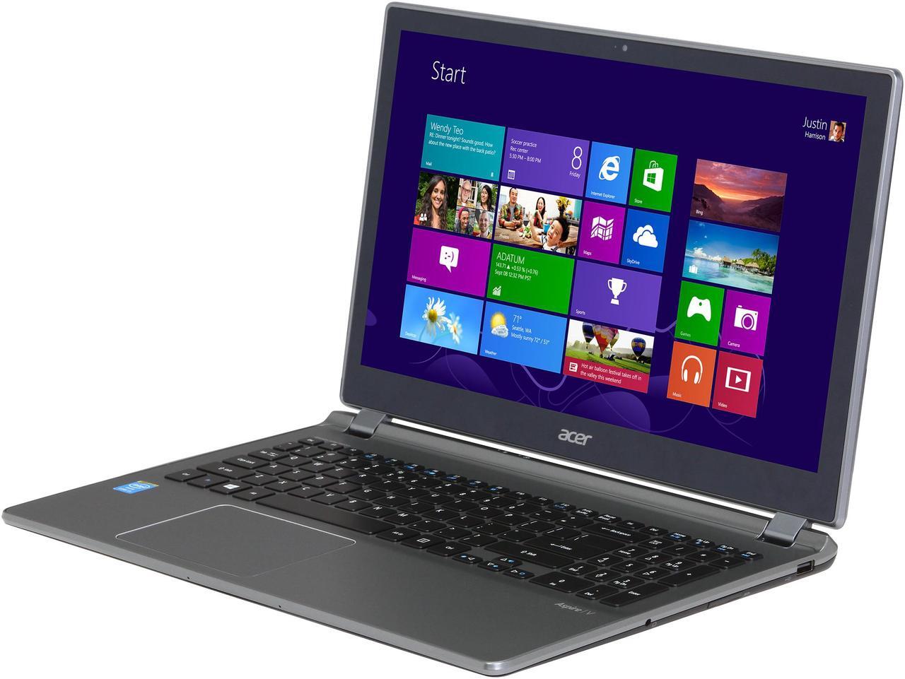 Alt view image 2 of 8 - Acer Aspire V7 Intel Core i5 8GB 500GB HDD+20GB SSD 15.6" Touchscreen Ultrabook Cold Steel (V7-582P-6673)