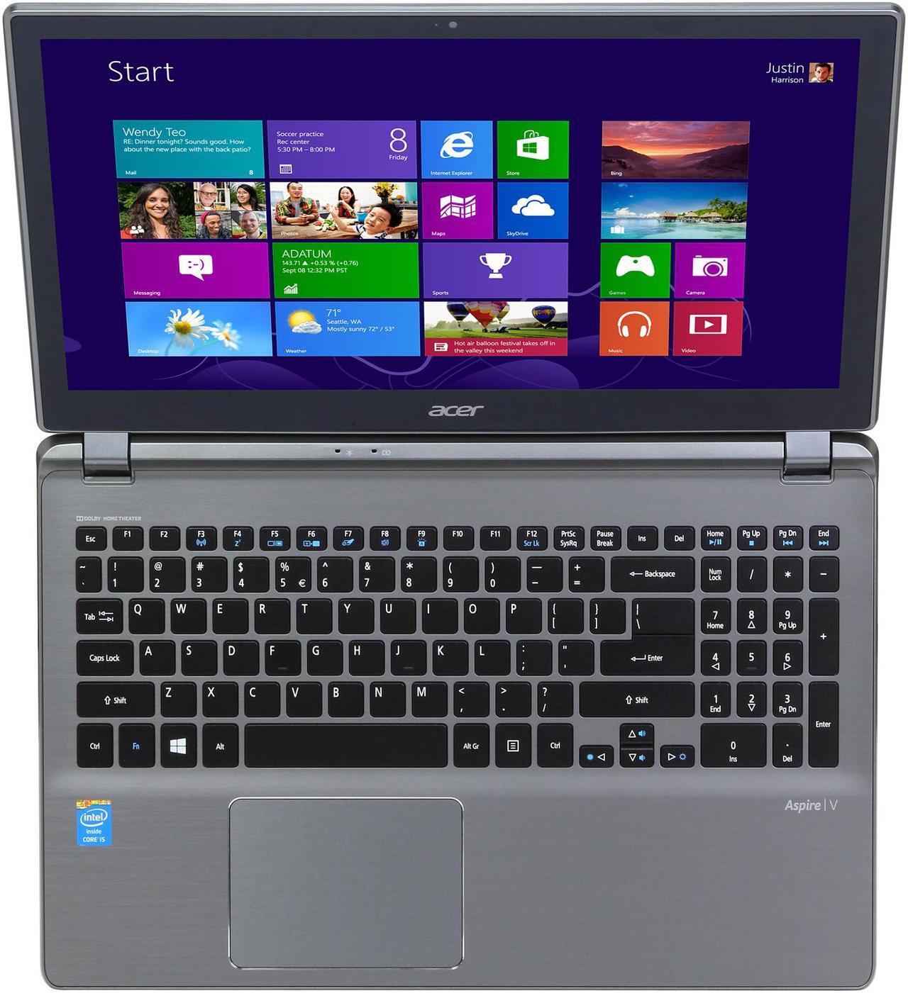 Alt view image 6 of 8 - Acer Aspire V7 Intel Core i5 8GB 500GB HDD+20GB SSD 15.6" Touchscreen Ultrabook Cold Steel (V7-582P-6673)
