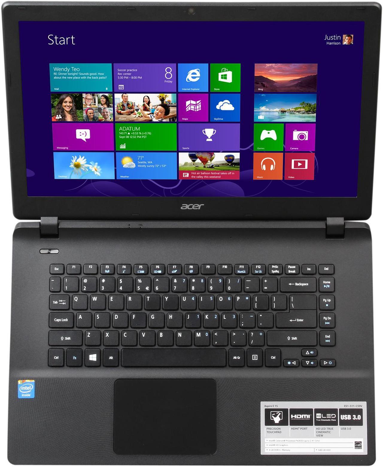 Alt view image 6 of 8 - Acer Laptop Aspire Intel Celeron N2830 4GB Memory 500GB HDD Intel HD Graphics 15.6" Non-Touch Screen Windows 8.1 64-Bit ES1-511-C59V