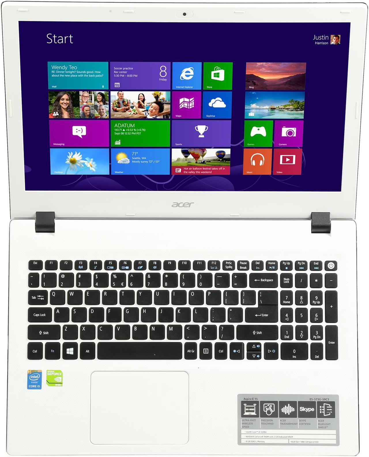 Alt view image 7 of 8 - Acer Laptop Aspire Intel Core i5-5200U 8GB Memory 1TB HDD 8 GB SSD NVIDIA GeForce 940M 15.6" Non-Touch Screen Windows 8.1 E5-573G-59C3