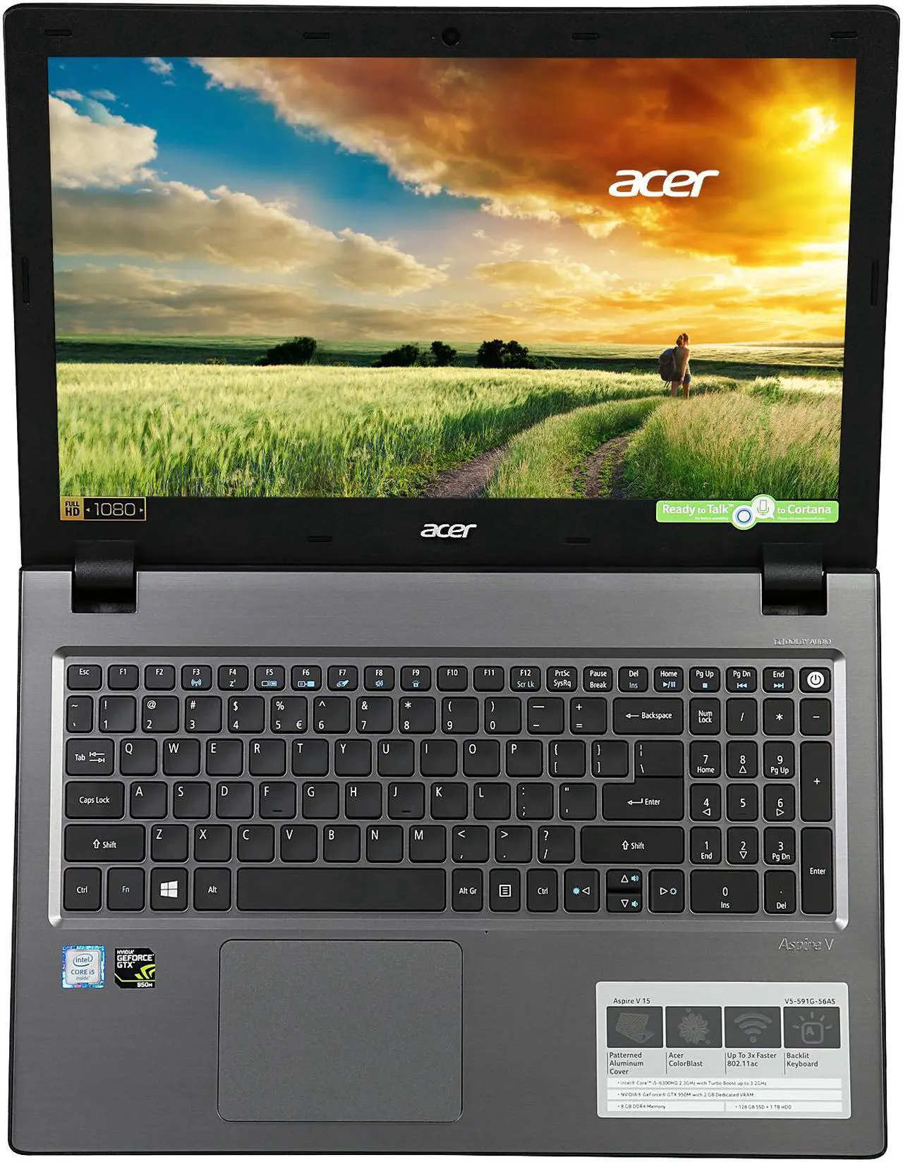 Alt view image 7 of 8 - Acer 15.6" V5-591G-56AS Intel Core i5 6300HQ (2.30 GHz) NVIDIA GeForce GTX 950M 8 GB Memory 128 GB SSD 1 TB HDD Windows 10 Home Laptop