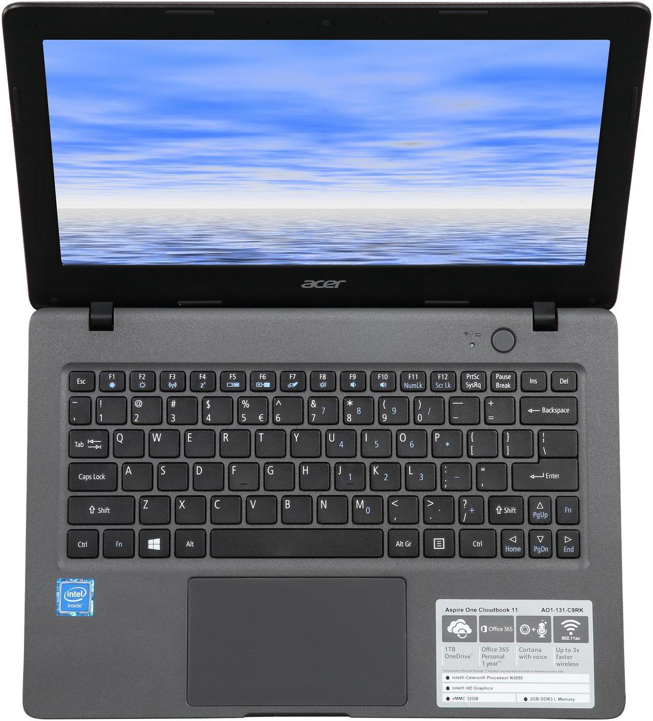 Alt view image 7 of 8 - Acer Laptop Aspire One Cloudbook AO1-131-C9RK Intel Celeron N3050 (1.60 GHz) 2 GB Memory 32 GB Flash SSD Intel HD Graphics 11.6" (Manufacturer Recertified)