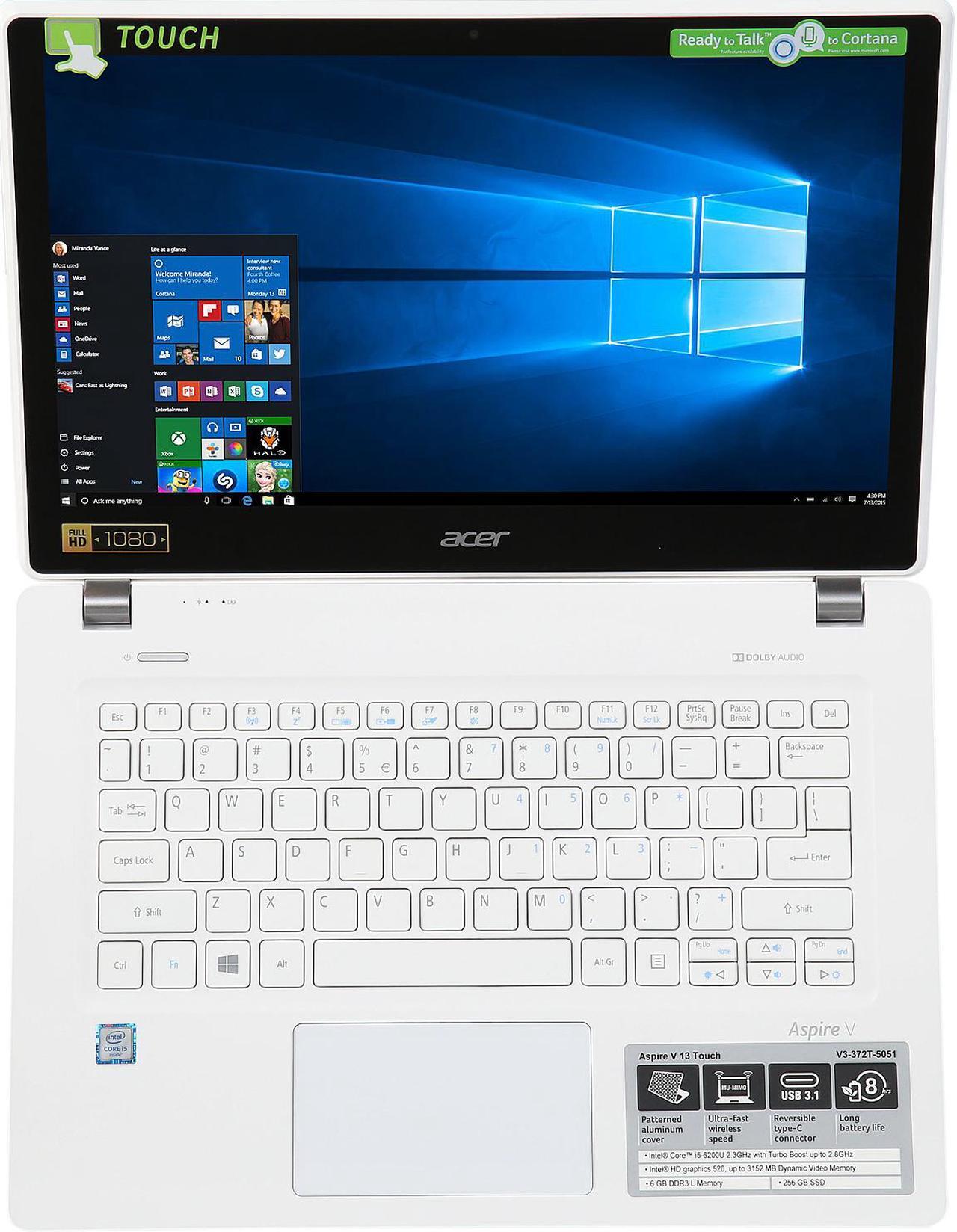 Alt view image 7 of 8 - Acer Laptop Aspire V 13 V3-372T-5051 Intel Core i5 6200U (2.30 GHz) 6 GB Memory 256 GB SSD Intel HD Graphics 520 13.3" Touchscreen Windows 10 Home