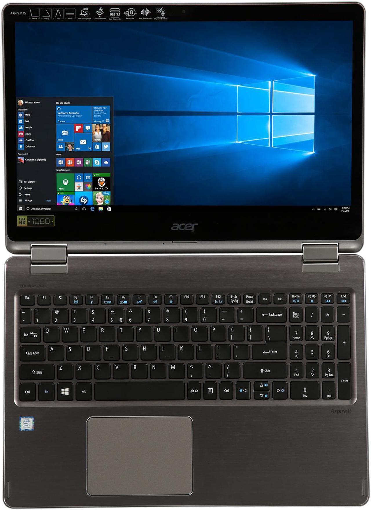 Alt view image 5 of 7 - Acer Aspire Intel Core i5-7200U 8GB Memory 1TB HDD Intel HD Graphics 620 15.6" Touch Screen 1920 x 1080 Convertible 2-in-1 Laptop Windows 10 Home R5-571T-57Z0