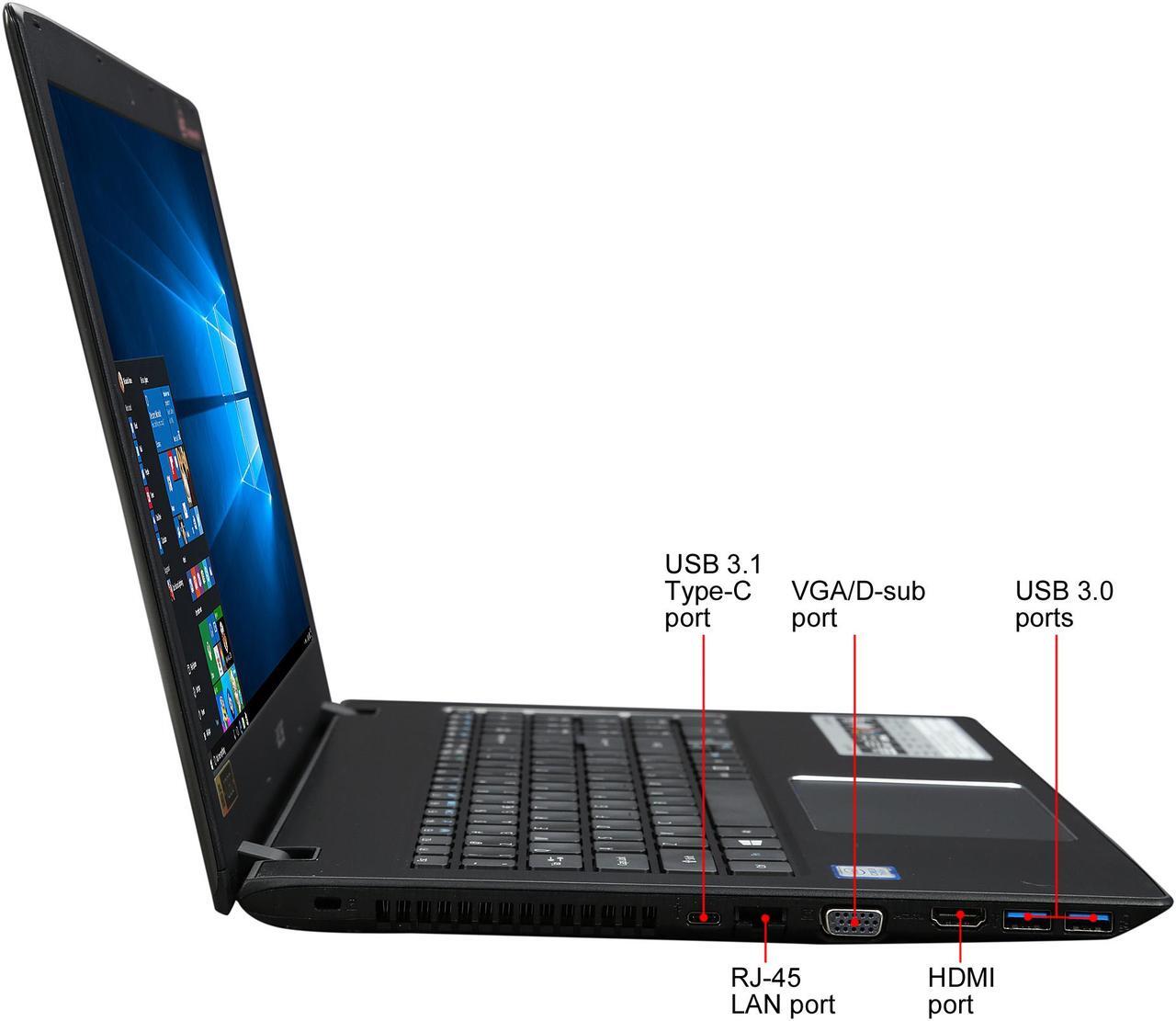 Alt view image 5 of 8 - Acer Laptop Aspire E5-575-33BM Intel Core i3 7th Gen 7100U (2.40 GHz) 4 GB DDR4 Memory 1 TB HDD Intel HD Graphics 620 15.6" Windows 10 Home 64-Bit Grade A
