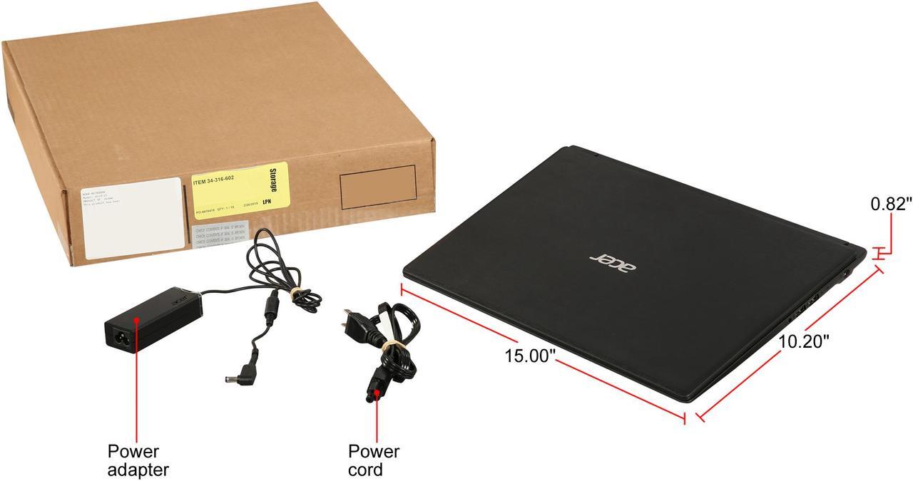 Alt view image 9 of 8 - Acer Grade A Laptop Aspire 3 AMD A9-9420 8GB Memory 1TB HDD AMD Radeon R5 Series 15.6" Non-Touch Screen Windows 10 Home 64-Bit A315-21-93EY