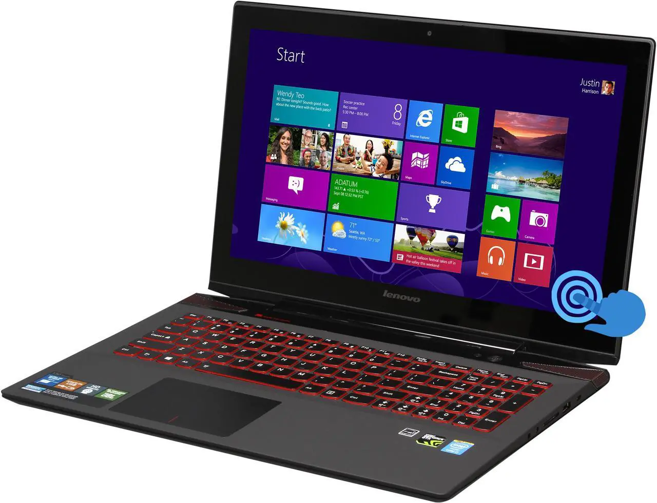 Main image of Lenovo - 15.6" NVIDIA GeForce GTX 860M - Intel Core i7-4700HQ  - 16GB Memory - 8 GB SSD - Windows 8.1 - Gaming Laptop - (Y50 Touch (59413538) )