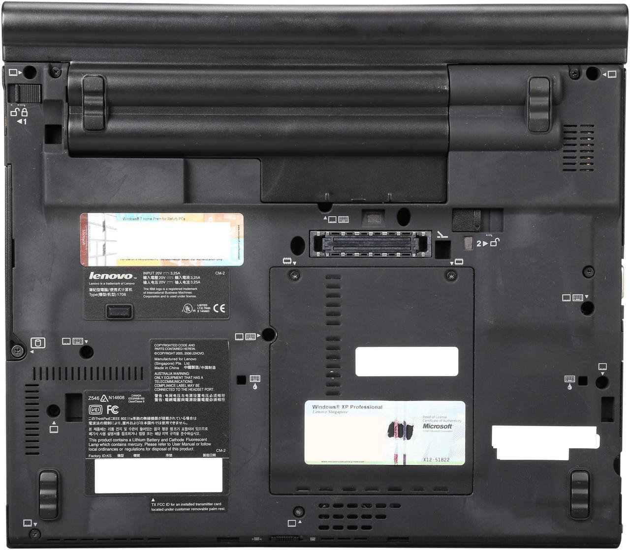 Alt view image 7 of 8 - Lenovo ThinkPad X60 12.1" Black Laptop - Intel Core Duo T2400 1.83GHz 2GB SODIMM DDR2 SATA 2.5" 80GB Windows 7 Home Premium 32-Bit