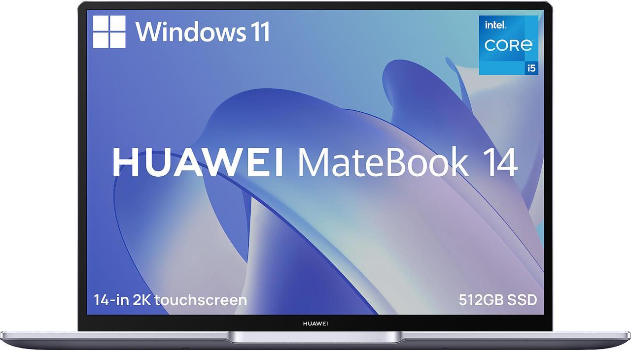 Huawei Laptop MateBook 14 KLVD-WFH9 Intel Core i5 11th Gen 1135G7 (2.40GHz) 16GB Memory 512 GB PCIe SSD Intel Iris Xe Graphics 14.0" Windows 11 Home 64-bit