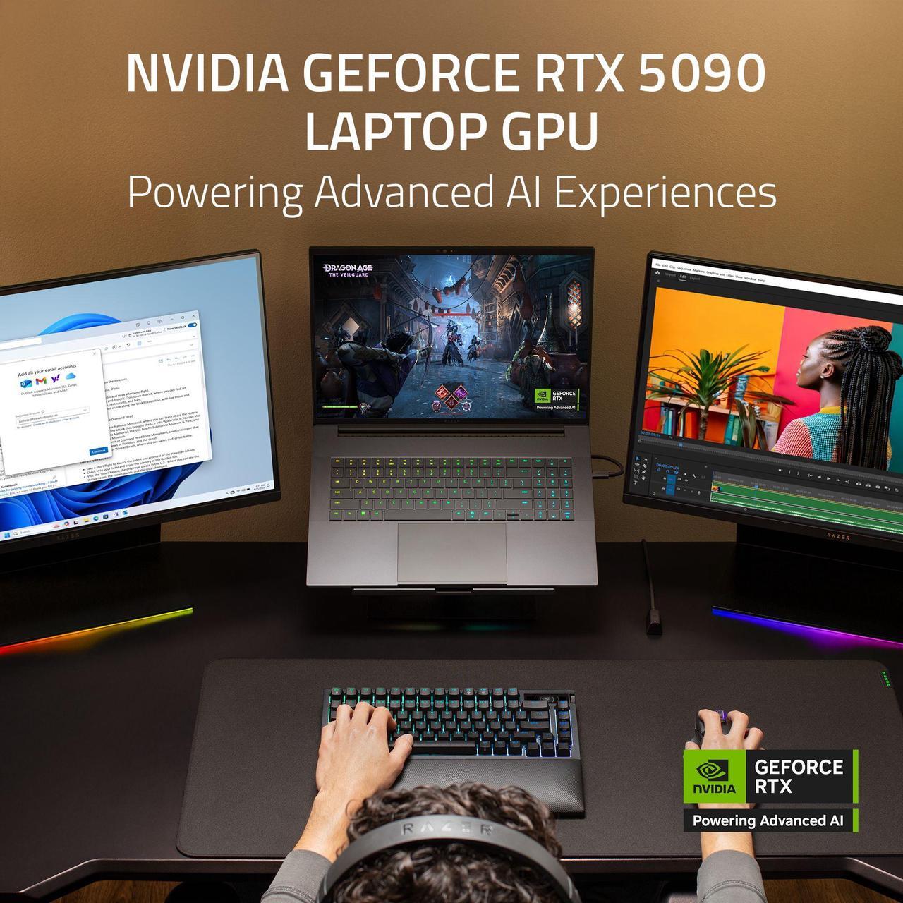 Alt view image 5 of 10 - Razer Blade 18 - 18" GeForce RTX 5090 Laptop GPU - Intel Core Ultra 9 275HX  - 32GB Memory - 2TB SSD M.2 NVMe PCIe 4.0 SSD - Windows 11 Home - Gaming Laptop - 240 Hz (RZ09-05299ER4-R3U1 )
