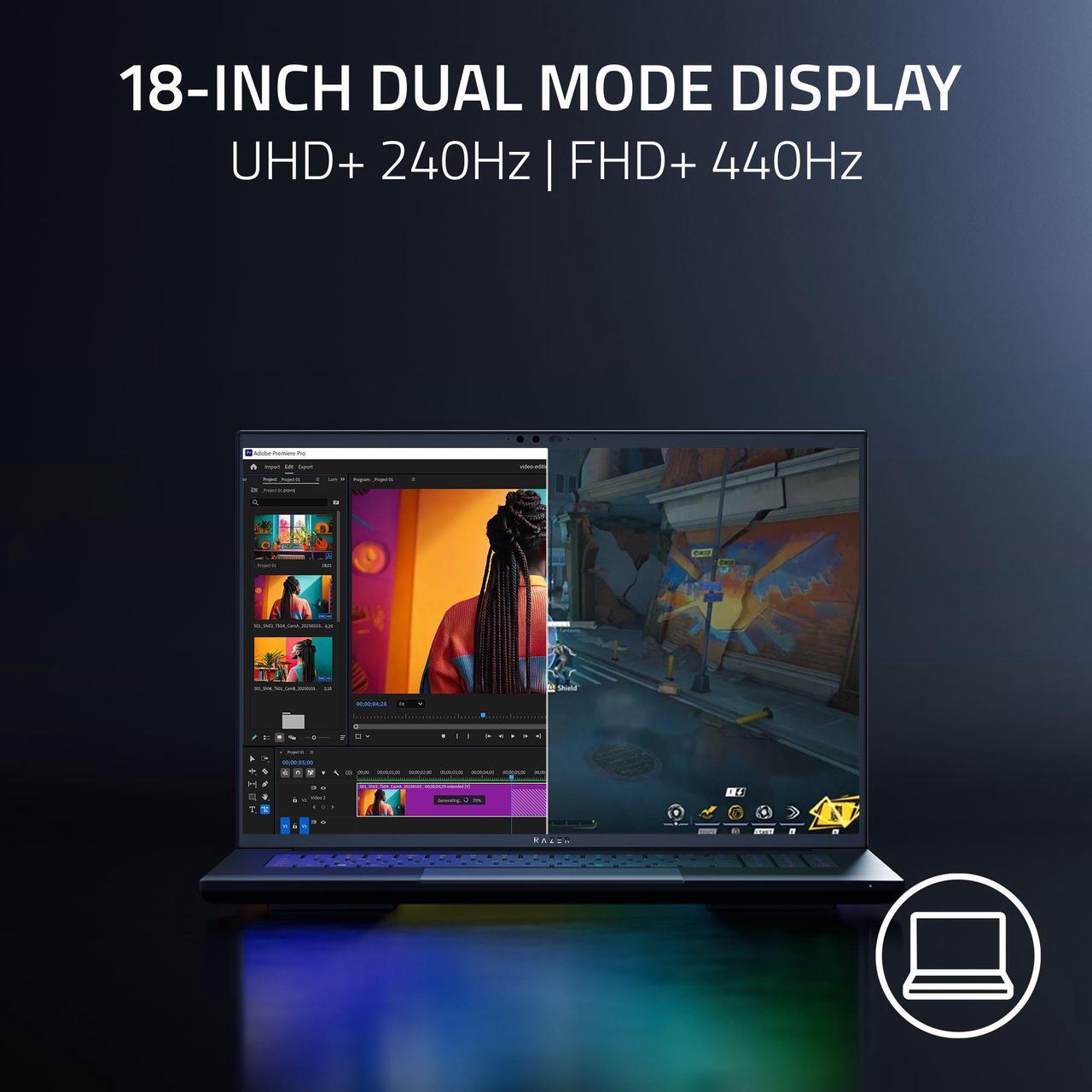 Alt view image 8 of 10 - Razer Blade 18 - 18" GeForce RTX 5090 Laptop GPU - Intel Core Ultra 9 275HX  - 32GB Memory - 2TB SSD M.2 NVMe PCIe 4.0 SSD - Windows 11 Home - Gaming Laptop - 240 Hz (RZ09-05299ER4-R3U1 )