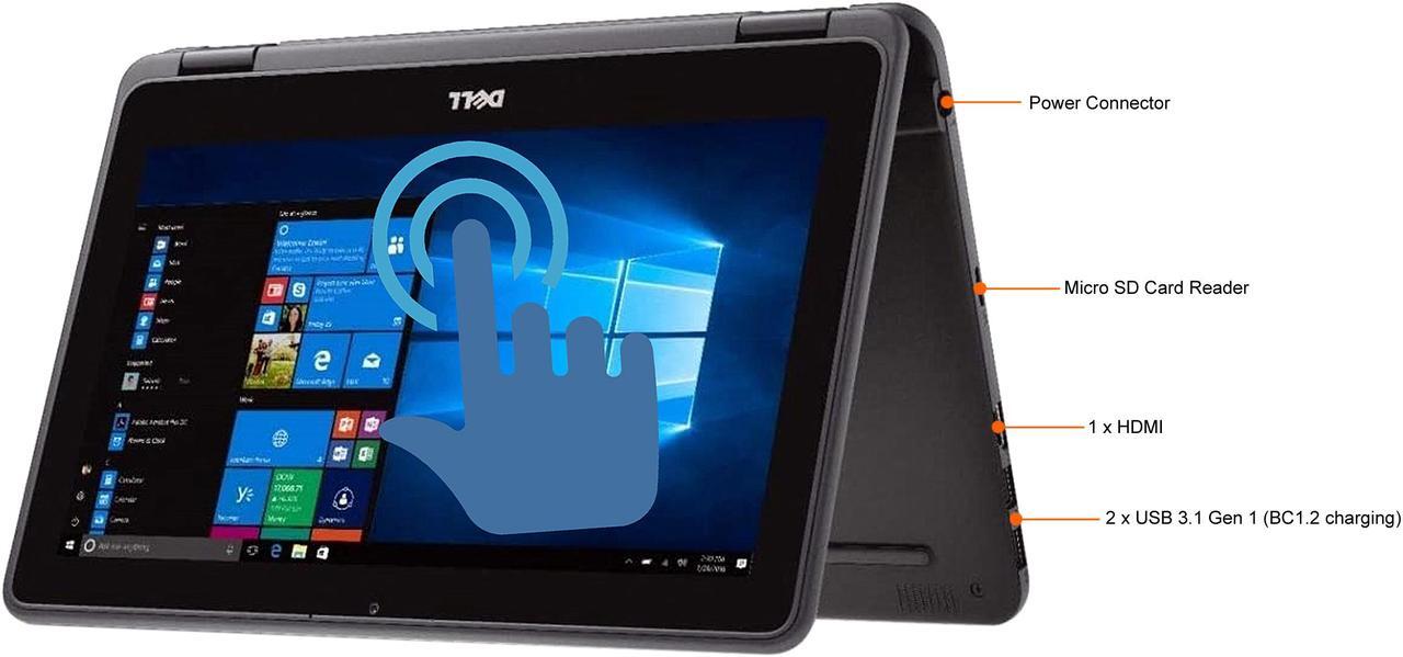 Alt view image 4 of 6 - DELL Laptop Intel Pentium N4200 4GB Memory 128 GB SSD 11.6" Touch Screen Windows 10 Pro 64bit 3189