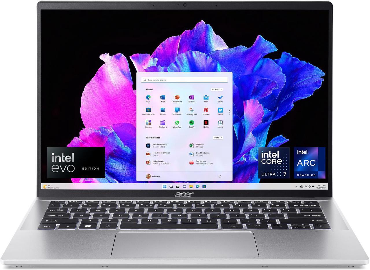 Main image of Acer Swift Go 14 Intel Evo AI Ultra 7-155H Laptop 14" WUXGA (1920 x 1200) Multi-Touch 100% sRGB Display, Intel ARC Graphics 16GB LPDDR5X, 1TB PCIe Gen 4 SSD SFG14-72T-71Q