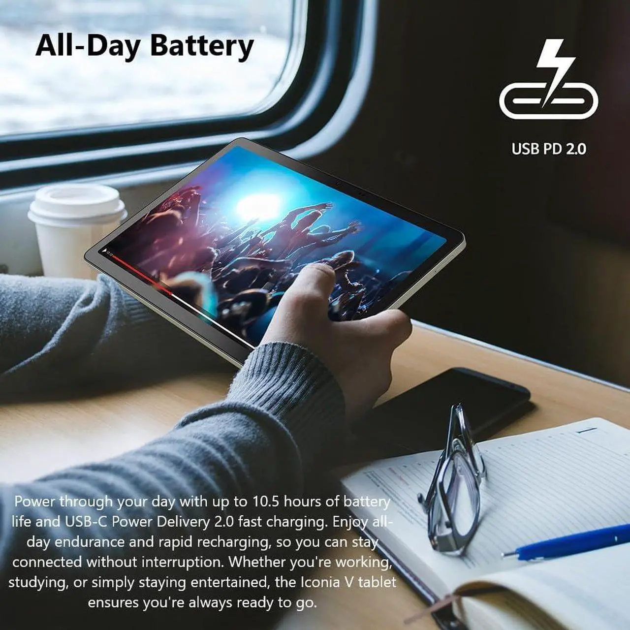 Alt view image 9 of 12 - Acer Iconia V-Series V10 V10-21-82CD 4GB LPDDR4X Onboard Memory Memory 10.1" 1920 x 1200 Tablet PC - Android OS and clear bumper case-Tablets Champagne Gray