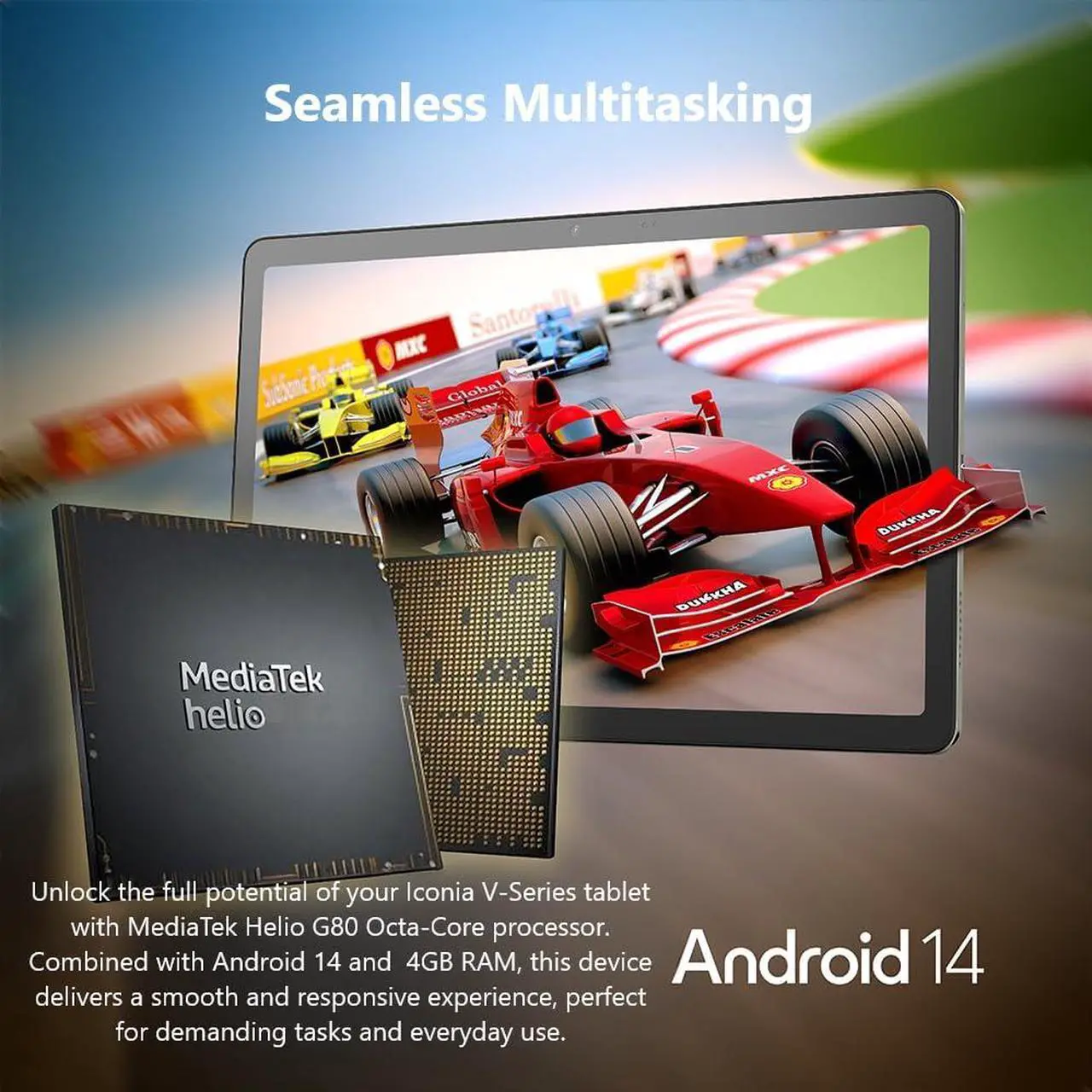 Alt view image 11 of 12 - Acer Iconia V-Series V10 V10-21-82CD 4GB LPDDR4X Onboard Memory Memory 10.1" 1920 x 1200 Tablet PC - Android OS and clear bumper case-Tablets Champagne Gray