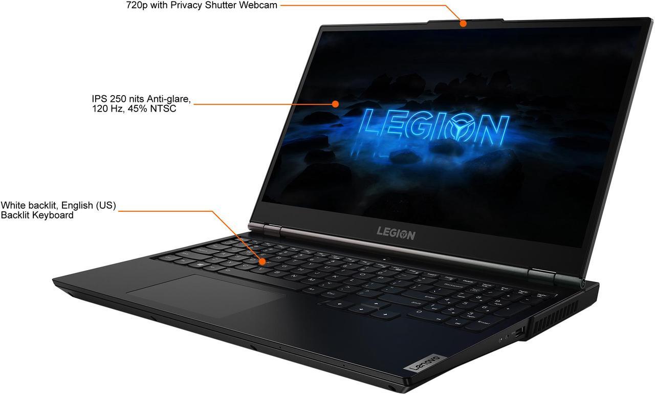 Alt view image 4 of 20 - Lenovo Legion 5-15ARH05H - 15.6" 120 Hz IPS - AMD Ryzen 5 4600H (3.00 GHz) - NVIDIA GeForce GTX 1650 - 8 GB DDR4 - 1 TB HDD 256 GB PCIe SSD - Windows 10 Home 64-bit - Gaming Laptop (82B500FVUS)