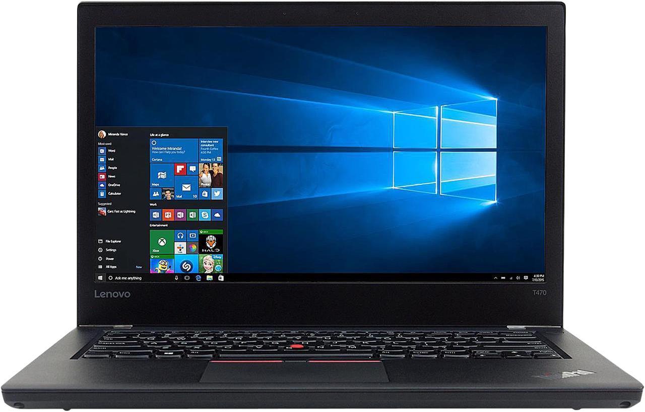 Lenovo Laptop ThinkPad Intel Core i5-6300U 16GB Memory 256 GB SSD Intel HD Graphics 520 14.0" Windows 10 Pro 64-bit T470