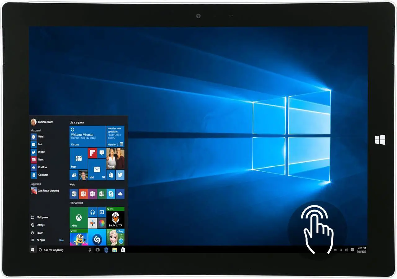 Main image of Microsoft Surface 3 Intel Atom x7-Z8700 4GB Memory Intel HD Graphics 10.8" Touch Screen 1920 x 1280 Tablet Windows 10 Home GN4-00001