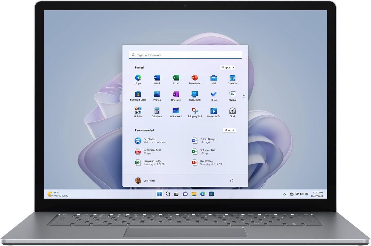 Alt view image 9 of 11 - Microsoft Surface Laptop 5 15" PixelSense Touchscreen Notebook - Intel Core i7 12th Gen i7-1265U - 8 GB Total RAM - 256 GB SSD - Platinum - Windows 11 Pro RBZ-00001