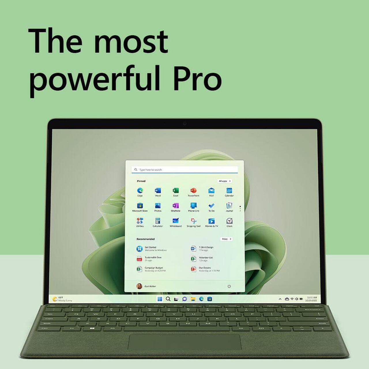 Alt view image 8 of 9 - Microsoft Surface Pro 9 For Business - 13" PixelSense Display - Core i7 12th Gen i7-1265U Deca-core (10 Core) 1.80 GHz - 16 GB RAM - 512 GB SSD - Windows 11 Pro - Forest QIY-00049