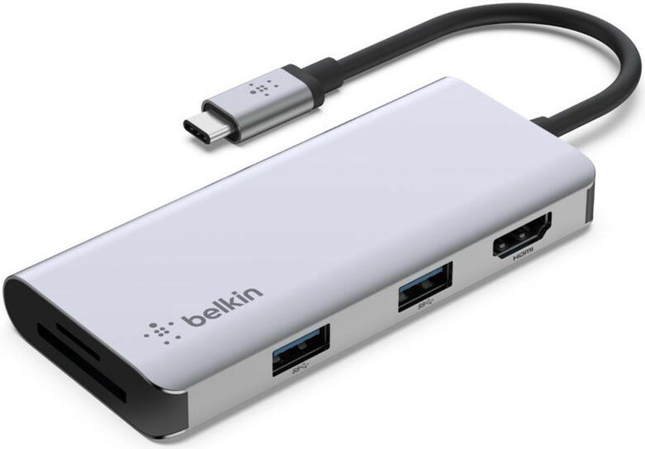 Belkin USB-C 5-in-1 Multiport Adapter, Laptop Docking Station, 2x USB-A 3.1, 4k HDMI @ 30Hz, Up to 5Gps data transfer