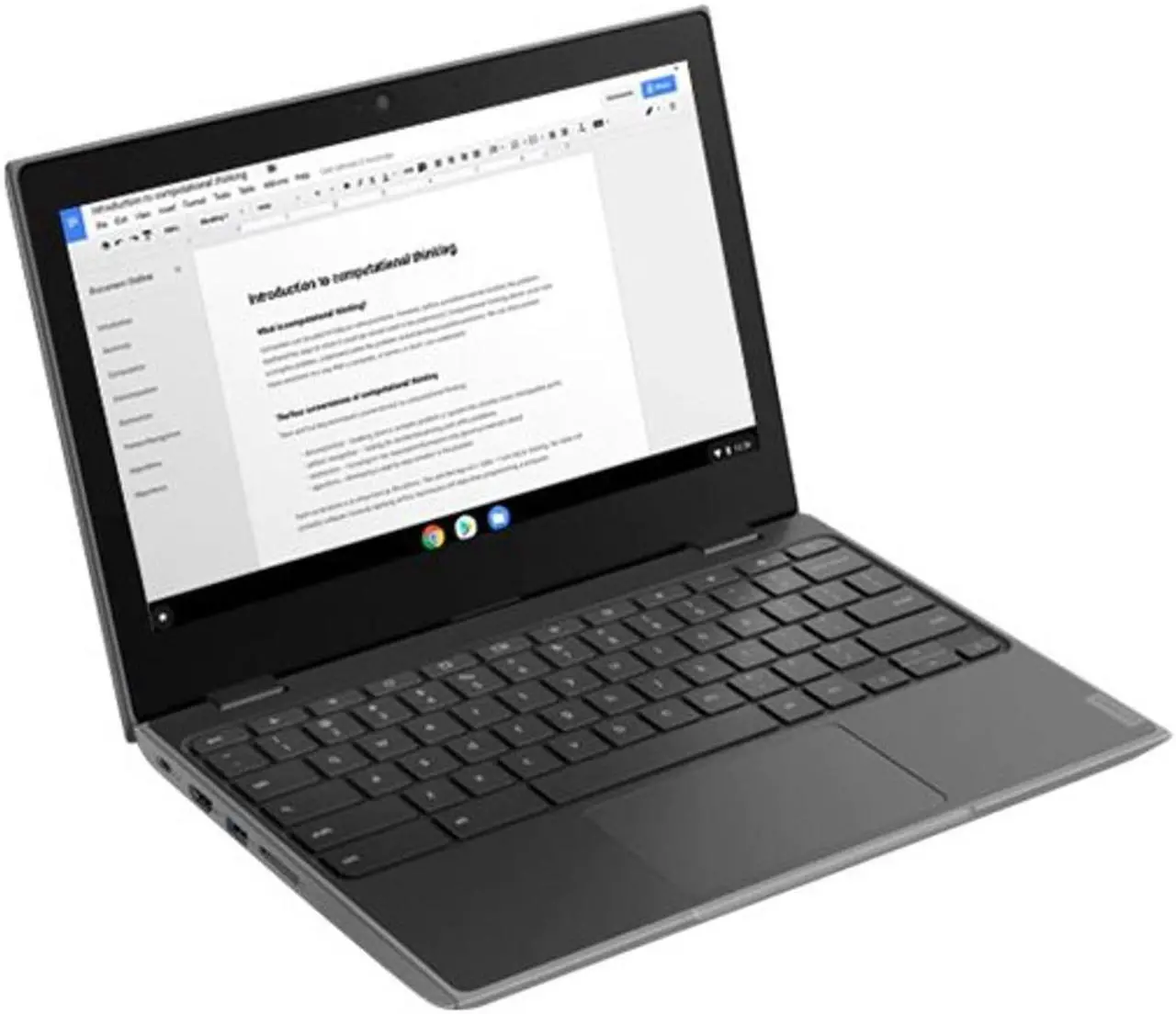Alt view image 4 of 6 - Lenovo 100e Chromebook (2nd Gen) 81MA - Intel Celeron N4020 / 1.1 GHz - Chrome OS - UHD Graphics 600 - 4 GB RAM - 32 GB EMMC - 11.6" TN 1366 X 768 (HD) - Wi-Fi 5 - Black - Kbd: US - 81MA0039US