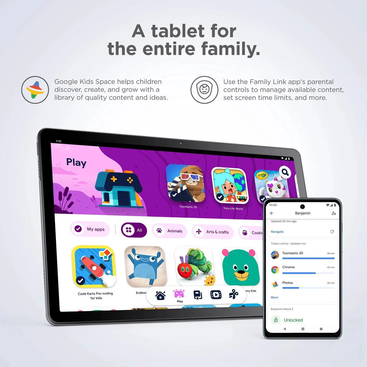 Alt view image 10 of 10 - Lenovo Tab M10 Plus (3rd Gen) 10" Tablet, 64GB Storage, 4GB Memory, Android 12, FHD Display