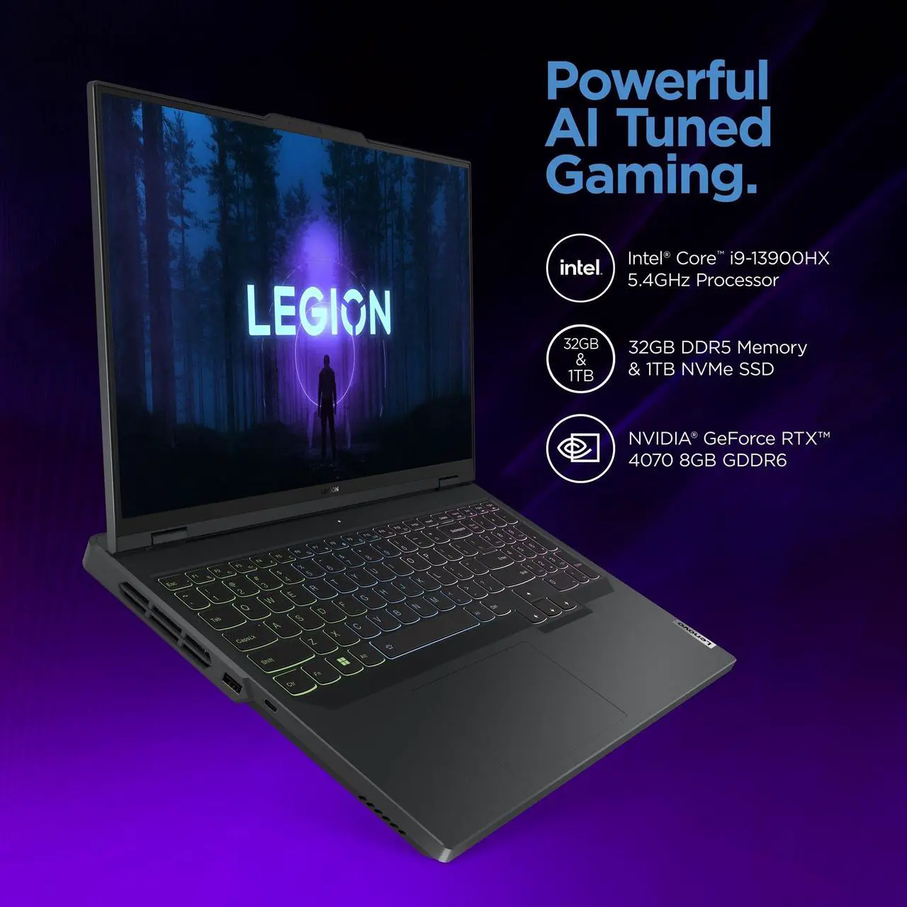 Alt view image 15 of 18 - Lenovo Legion Pro 7 16IRX8H - 16" GeForce RTX 4090 Laptop GPU - Intel Core i9-13900HX  - 32GB Memory - 1 TB PCIe SSD - Windows 11 Home 64-bit - Gaming Laptop - 240 Hz IPS (82WQ005CUS )