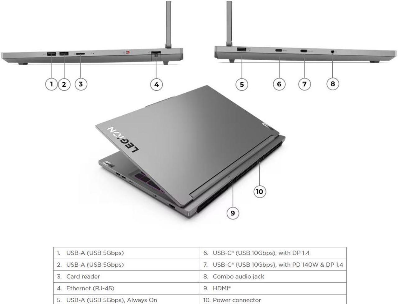Alt view image 8 of 8 - Lenovo Legion 5i Gaming Laptop Intel Core i9-14900HX 2.20 GHz NVIDIA GeForce RTX 4060 32GB DDR5 5600MHz RAM 1 TB M.2 SSD 16.0" WQXGA IPS Display Windows 11 Home