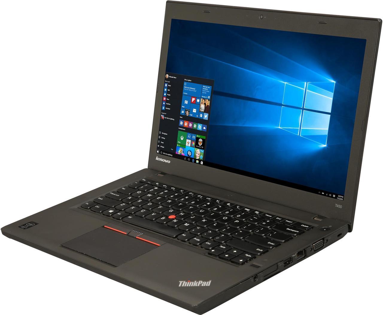 Lenovo Grade B Laptop ThinkPad Intel Core i5-5300U 8GB Memory 128 GB SSD 14.0" Windows 10 Pro 64-Bit T450