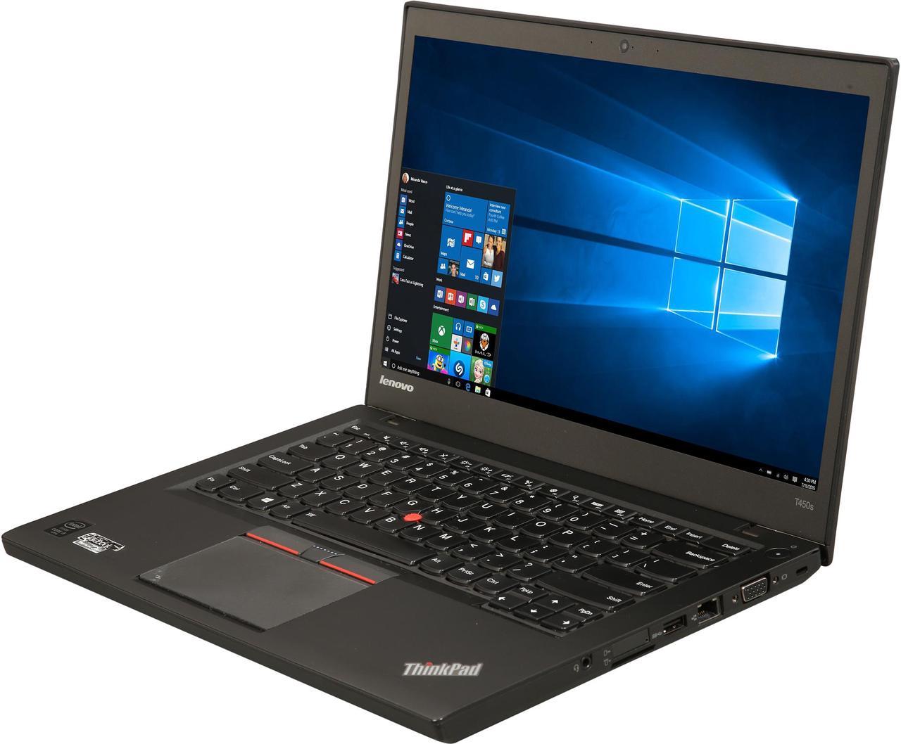 Lenovo Grade B Laptop Intel Core i5-5300U 8GB Memory 128 GB SSD 14.0" Windows 10 Pro 64-bit T450S