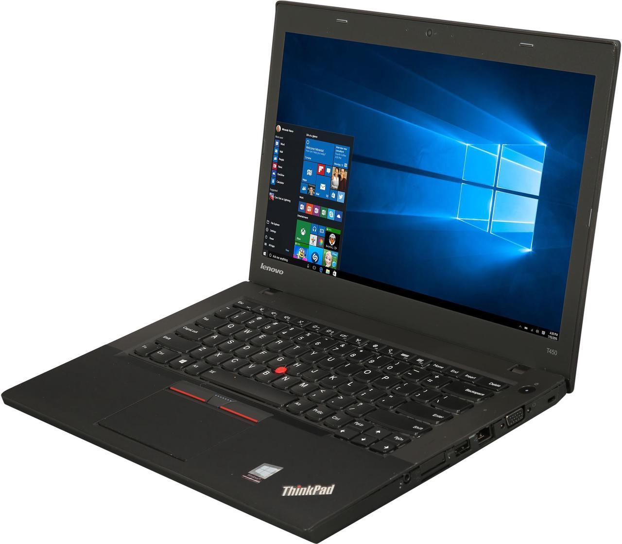 Lenovo ThinkPad T450 Laptop Intel Core i5 5th Gen 5300U (2.30 GHz) 8 GB Memory 500 GB HDD 14.0" Windows 10 Pro 64-bit Grade A