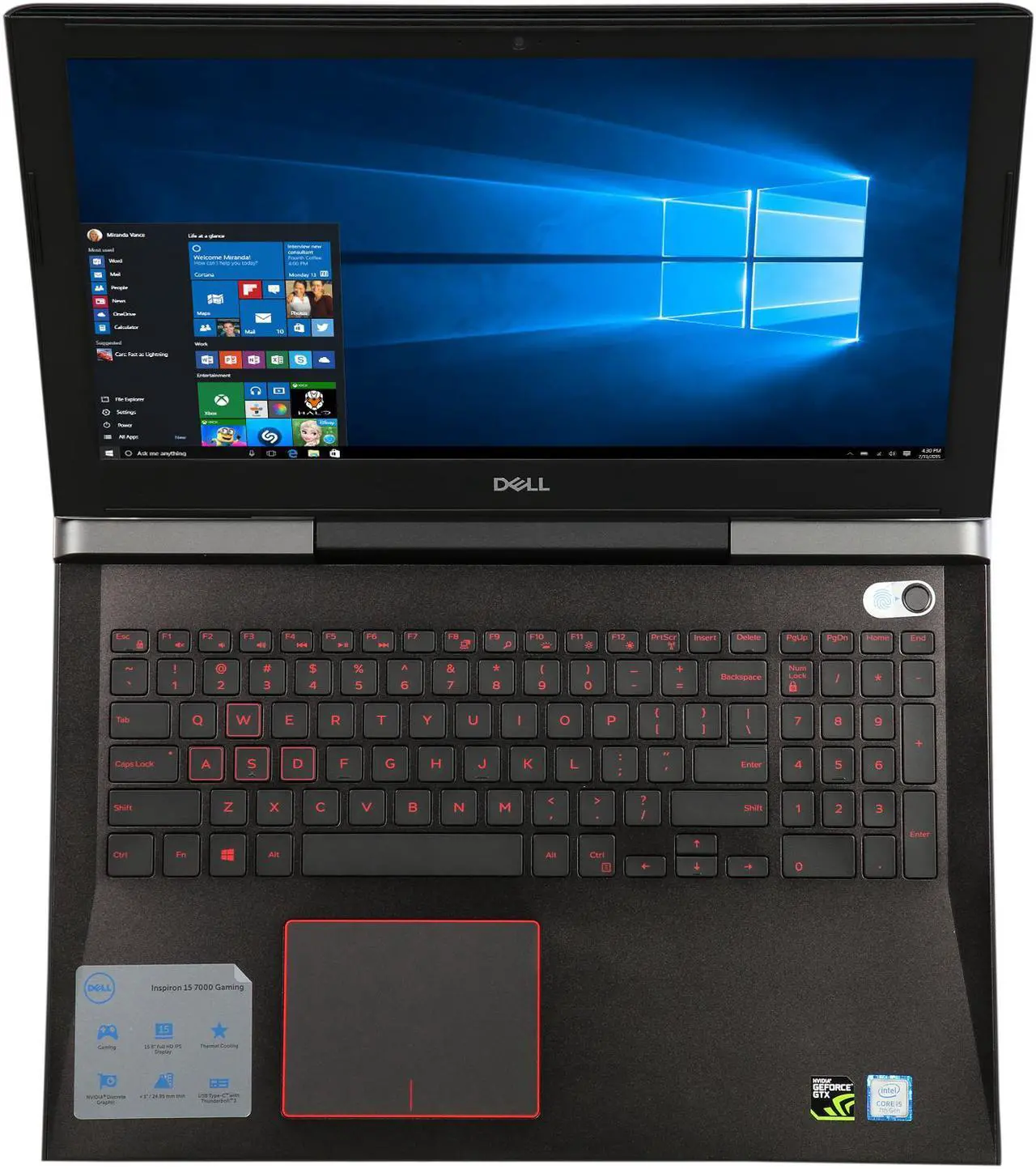 Alt view image 7 of 8 - DELL  i7577-5265BLK 15.6" FHD IPS GTX 1060 6 GB VRAM i5-7300HQ 8 GB Memory 256 GB SSD Windows 10 Home VR Ready Gaming Laptop