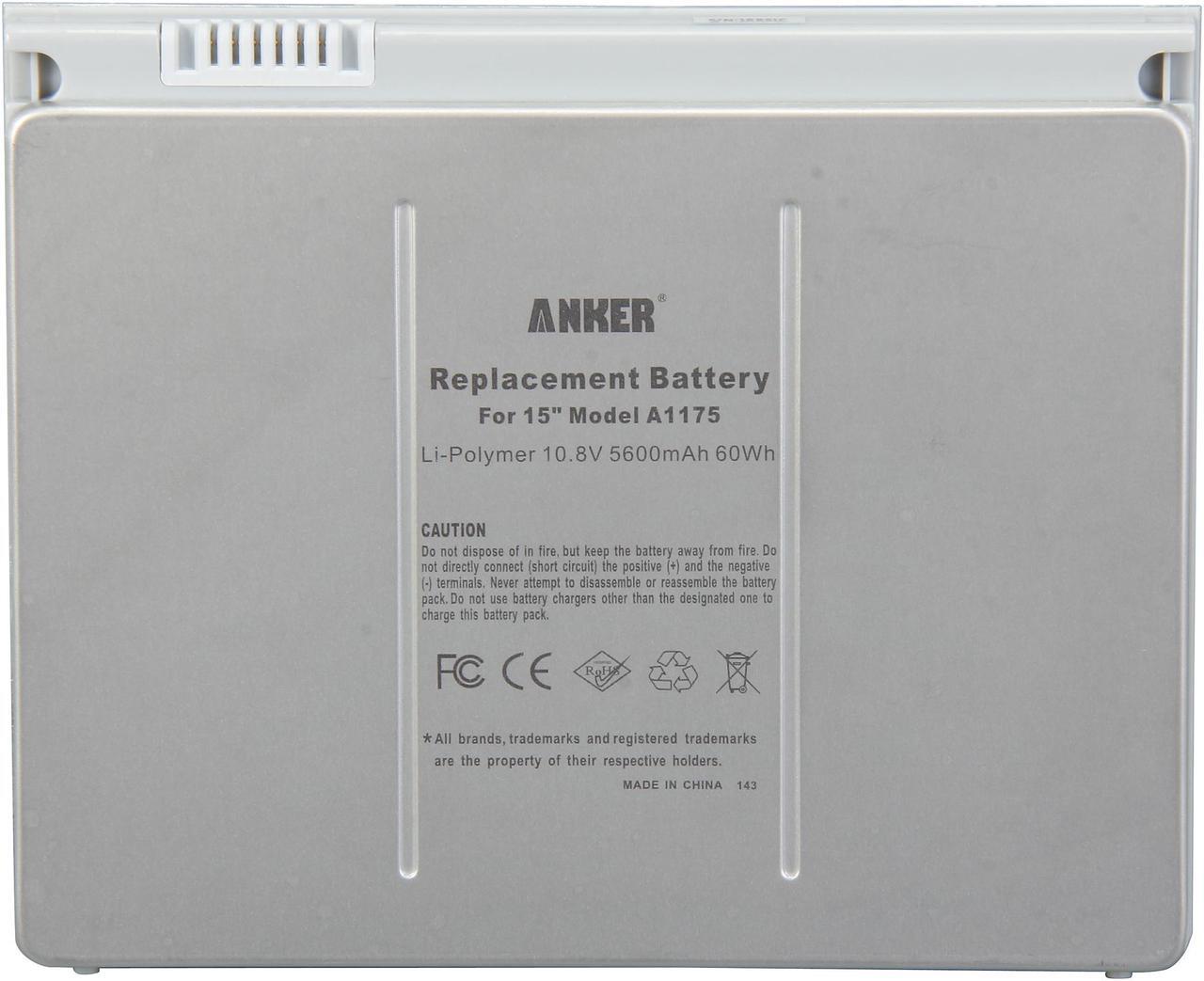 Alt view image 4 of 5 - Anker® New Laptop Battery for Apple A1175 A1211 A1226 A1260 A1150 MacBook Pro 15", Aluminum Body as Original (Not Plastic)