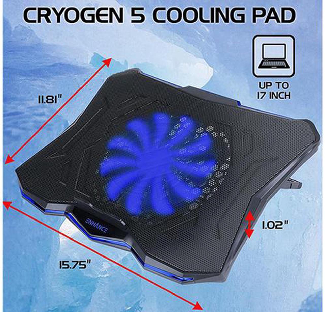 Alt view image 2 of 7 - ENHANCE Gaming Laptop Cooling Stand - Laptop Cooler with 7 Adjustable Height Settings & Dual USB Port for 17 inch Laptops - 1 Ultra Quiet High Performance LED Laptop Fan 800 RPM - Cooling Pad Blue