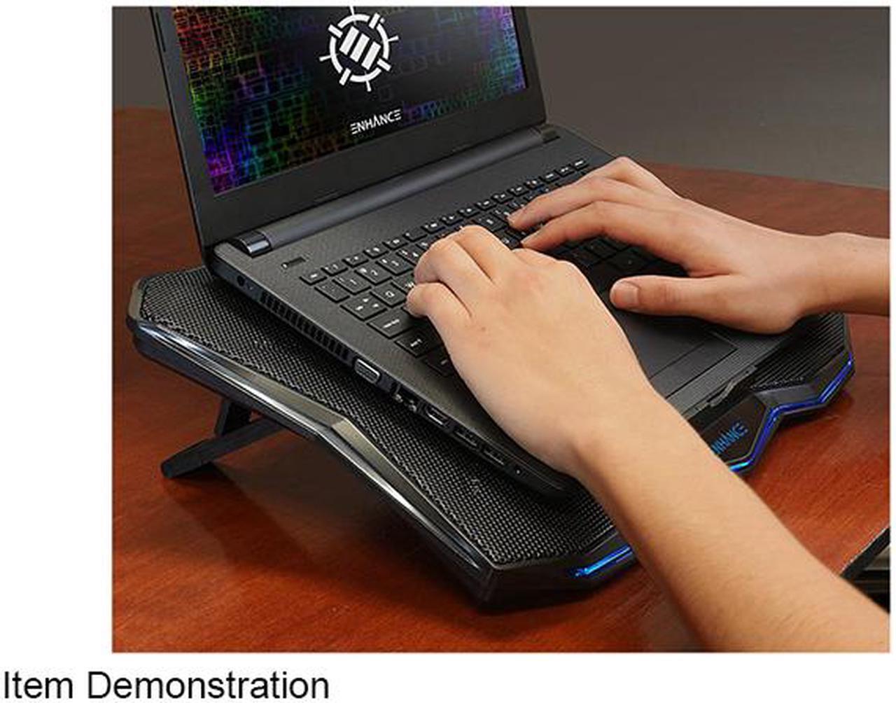 Alt view image 3 of 7 - ENHANCE Gaming Laptop Cooling Stand - Laptop Cooler with 7 Adjustable Height Settings & Dual USB Port for 17 inch Laptops - 1 Ultra Quiet High Performance LED Laptop Fan 800 RPM - Cooling Pad Blue