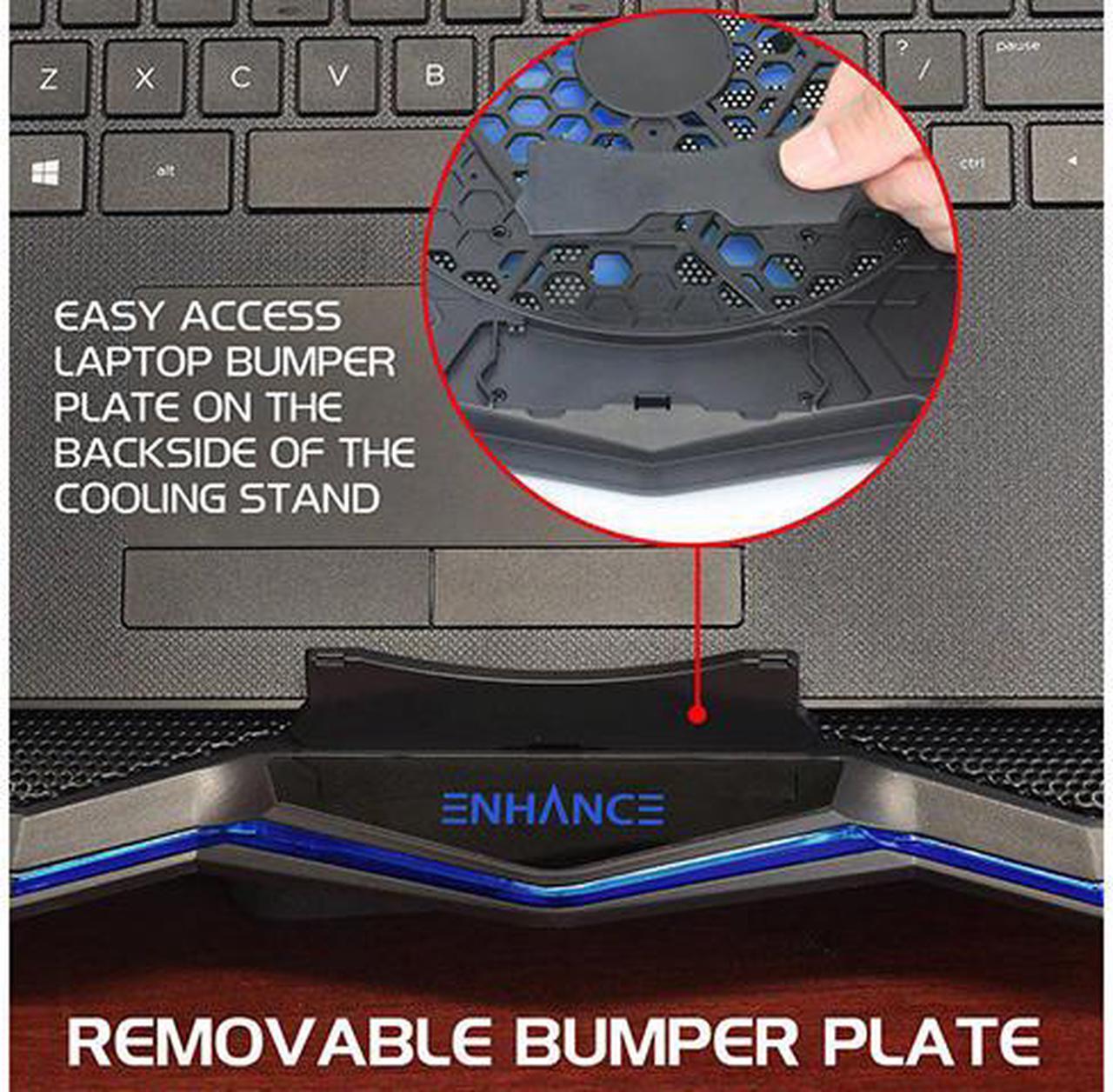 Alt view image 5 of 7 - ENHANCE Gaming Laptop Cooling Stand - Laptop Cooler with 7 Adjustable Height Settings & Dual USB Port for 17 inch Laptops - 1 Ultra Quiet High Performance LED Laptop Fan 800 RPM - Cooling Pad Blue