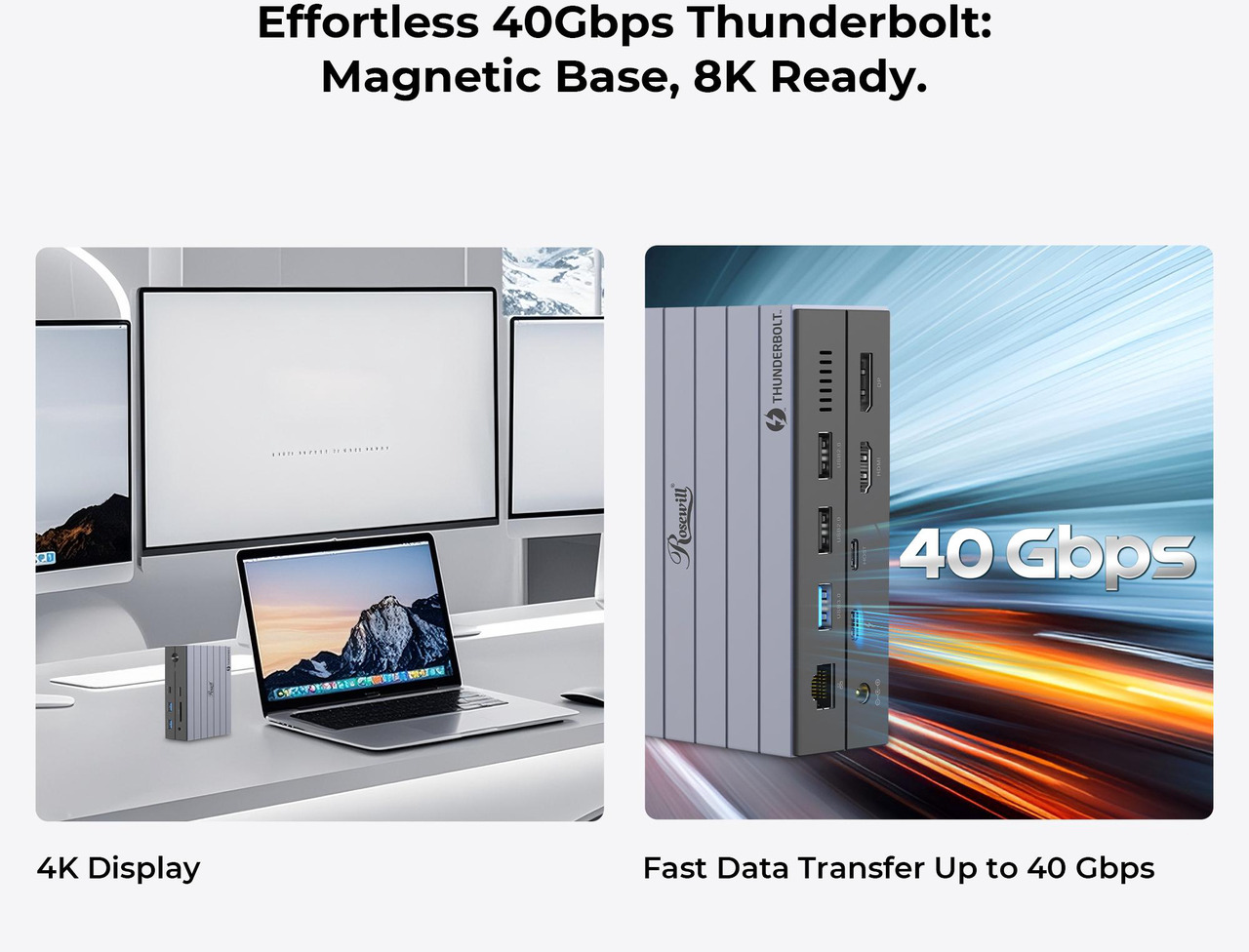 Open Box: Rosewill 14-in-1 Thunderbolt 4 Certified, Laptop Docking Station with 100W Charging, 8K Display, Triple 4K Monitor Display for Windows and Mac, 135W Power Adapter & 40Gbps Data Transfer - RHUB-TB14 - Newegg.com - Open Box condition - Image 8