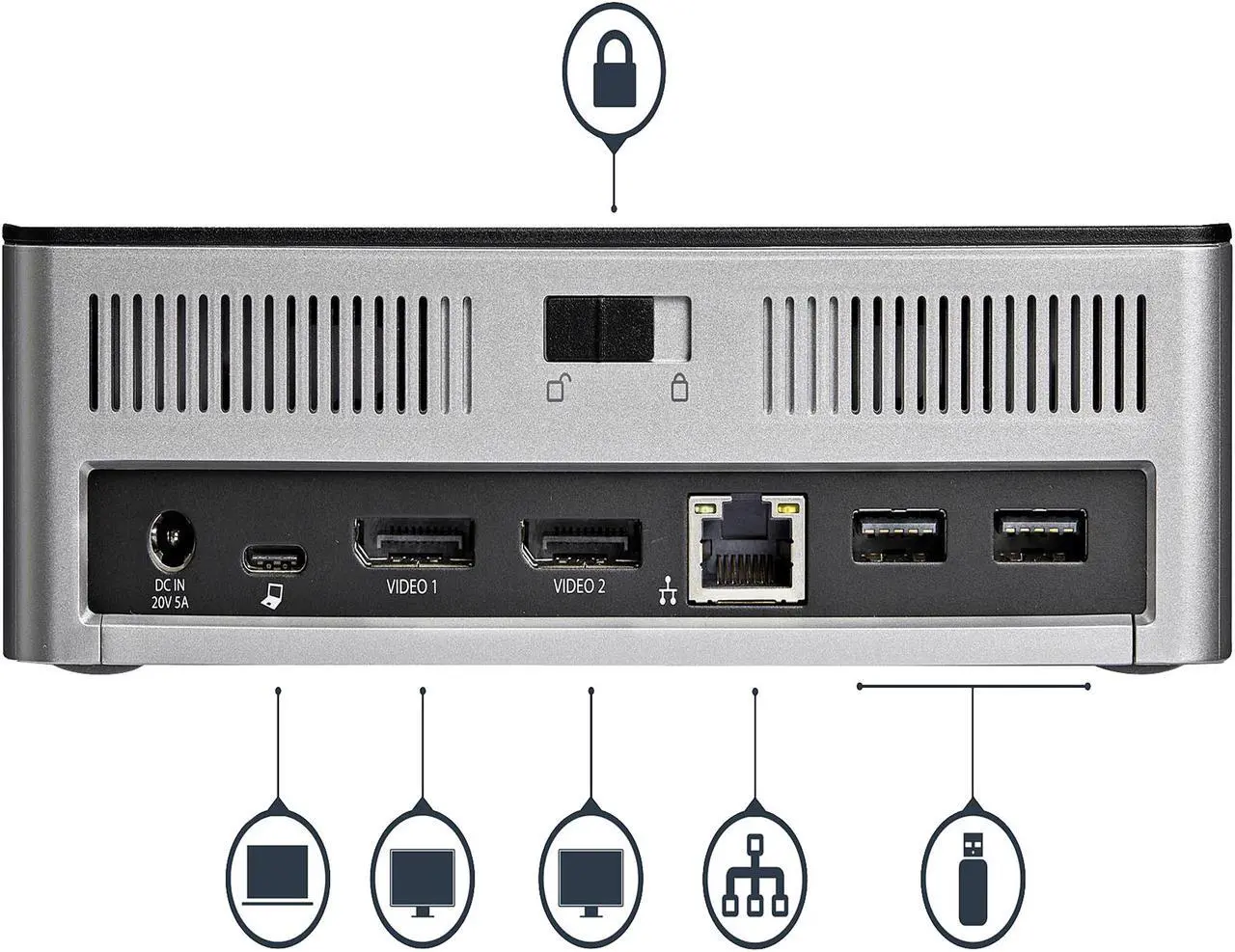 Alt view image 6 of 8 - StarTech.com MST30C2HDPPD Dual Monitor USB C Dock - 4K - Dual DisplayPort - 2.5in SSD / HDD Bay - with Power Delivery - Laptop Docking Station