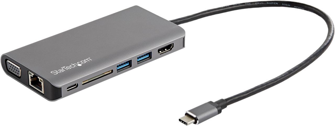 StarTech.com DKT30CHVAUSP USB-C Multiport Adapter - HDMI or VGA - 100W PD - Attached 30 cm Host Cable - SD Card Reader - USB-C Mini Dock (DKT30CHVAUSP)