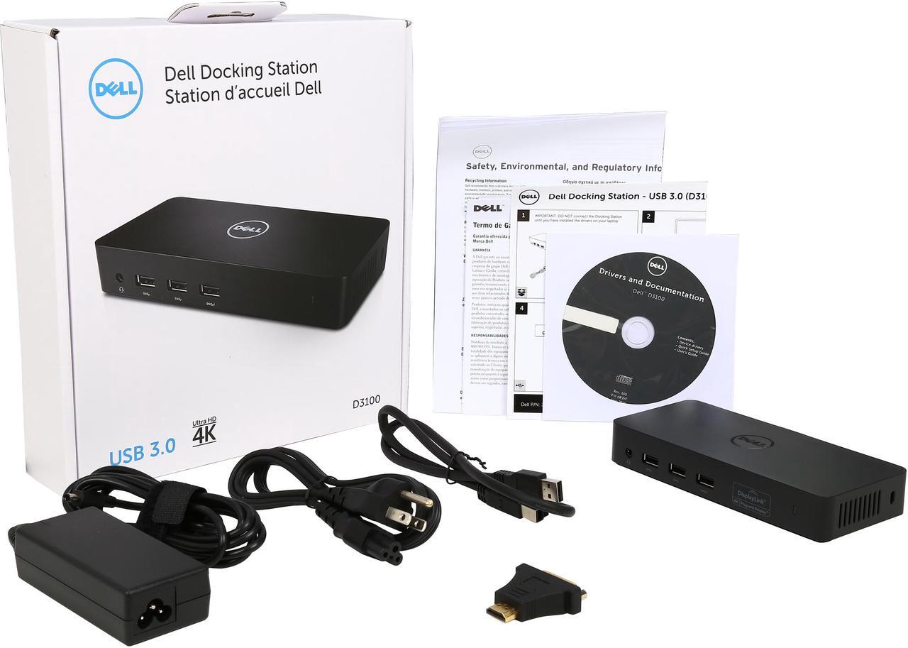 Alt view image 6 of 6 - Dell Triple Display USB 3.0 Universal Dock for Ultra HD 4K Resolution Model 452-BBPG (D3100)