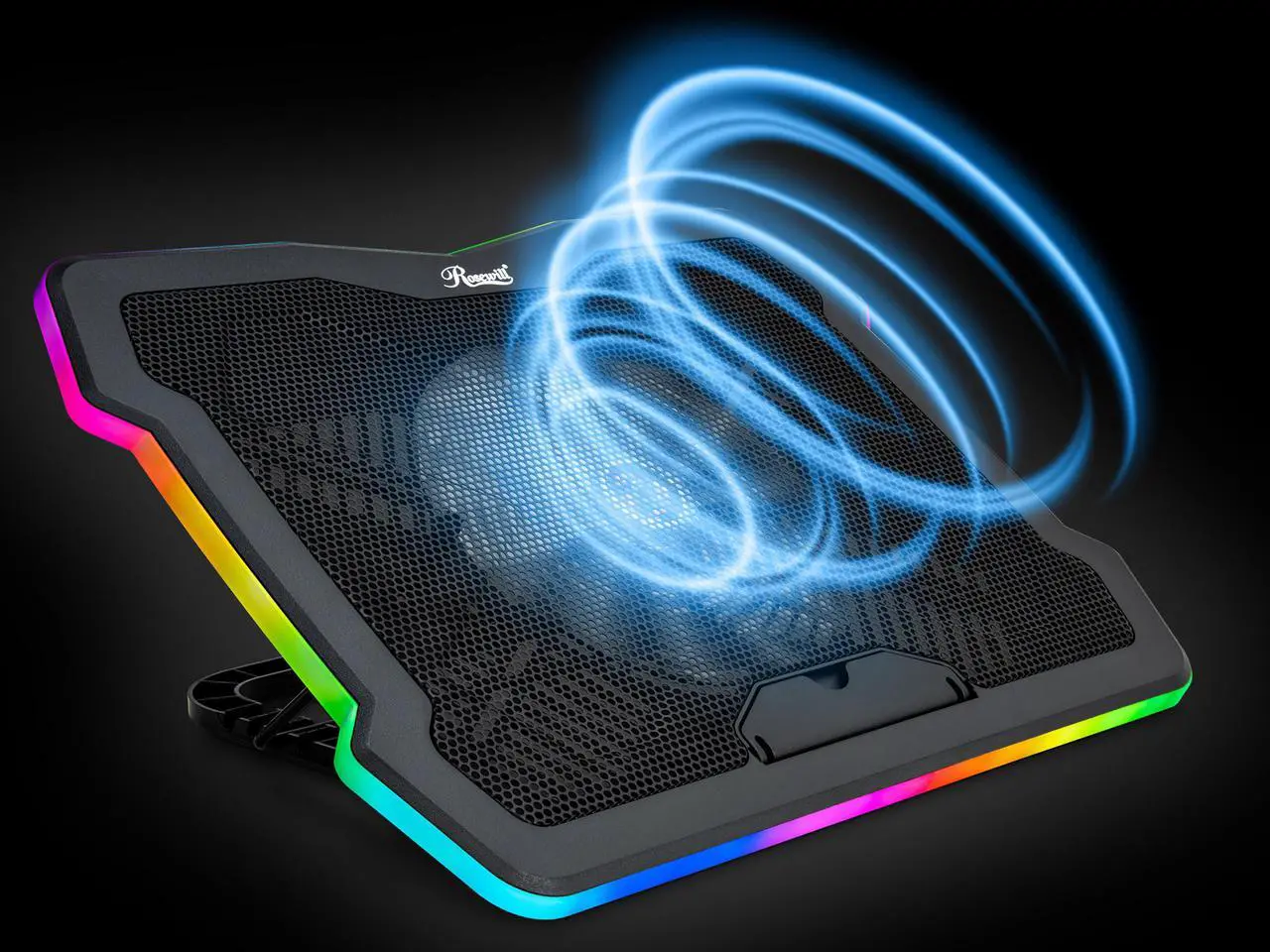 Alt view image 3 of 8 - Rosewill RGB Laptop Cooling Pad, Gaming Laptop Cooler for 17 Inch Laptops, Big Quiet Fan, Adjustable Angles, Lighting Modes, Fan Speed Modes - (RWNB17B)