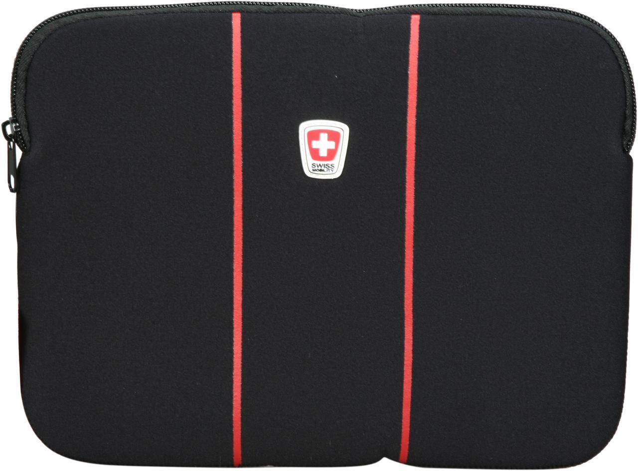 Alt view image 2 of 5 - Swiss Mobility Black/Red 9" - 10.4" Horizontal Netbook Sleeve Model 01046-0