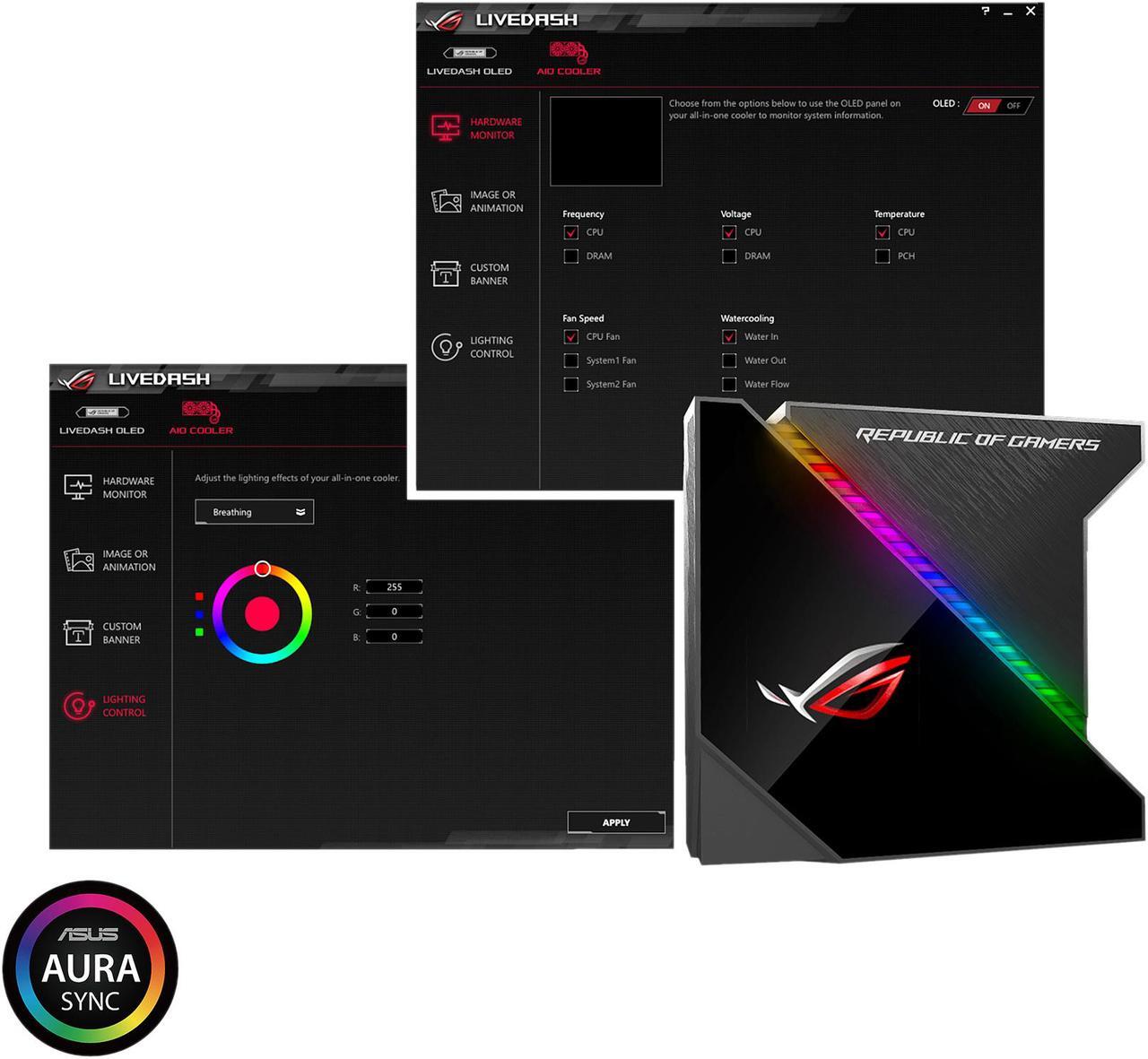 Alt view image 4 of 5 - ASUS ROG Ryujin 240 RGB AIO Liquid CPU Cooler 240mm Radiator (Dual 120mm 4-pin Noctua iPPC PWM Fans) with LIVEDASH OLED Panel and FanXpert Controls LGA 1700 Compatible