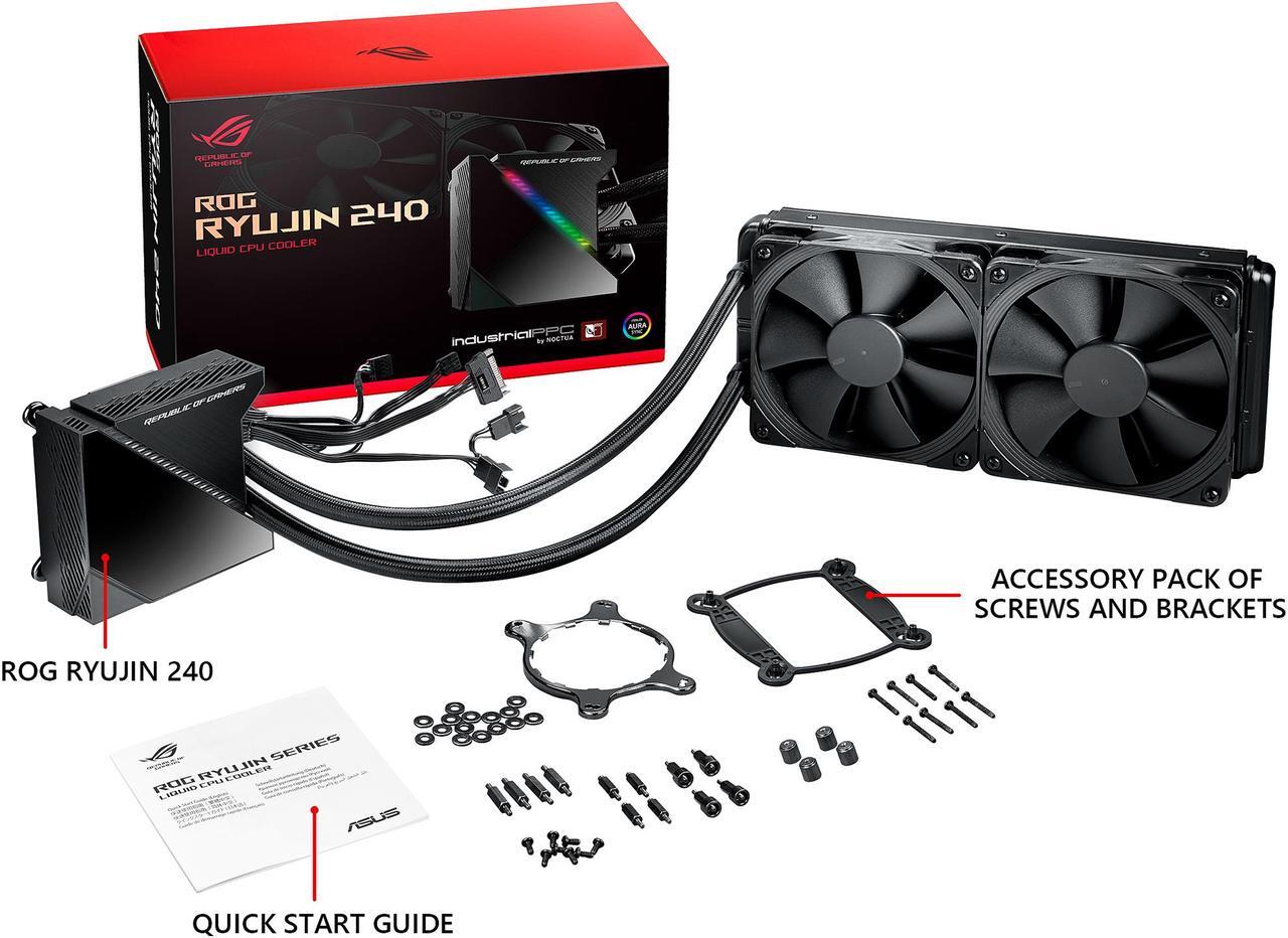 Alt view image 5 of 5 - ASUS ROG Ryujin 240 RGB AIO Liquid CPU Cooler 240mm Radiator (Dual 120mm 4-pin Noctua iPPC PWM Fans) with LIVEDASH OLED Panel and FanXpert Controls LGA 1700 Compatible